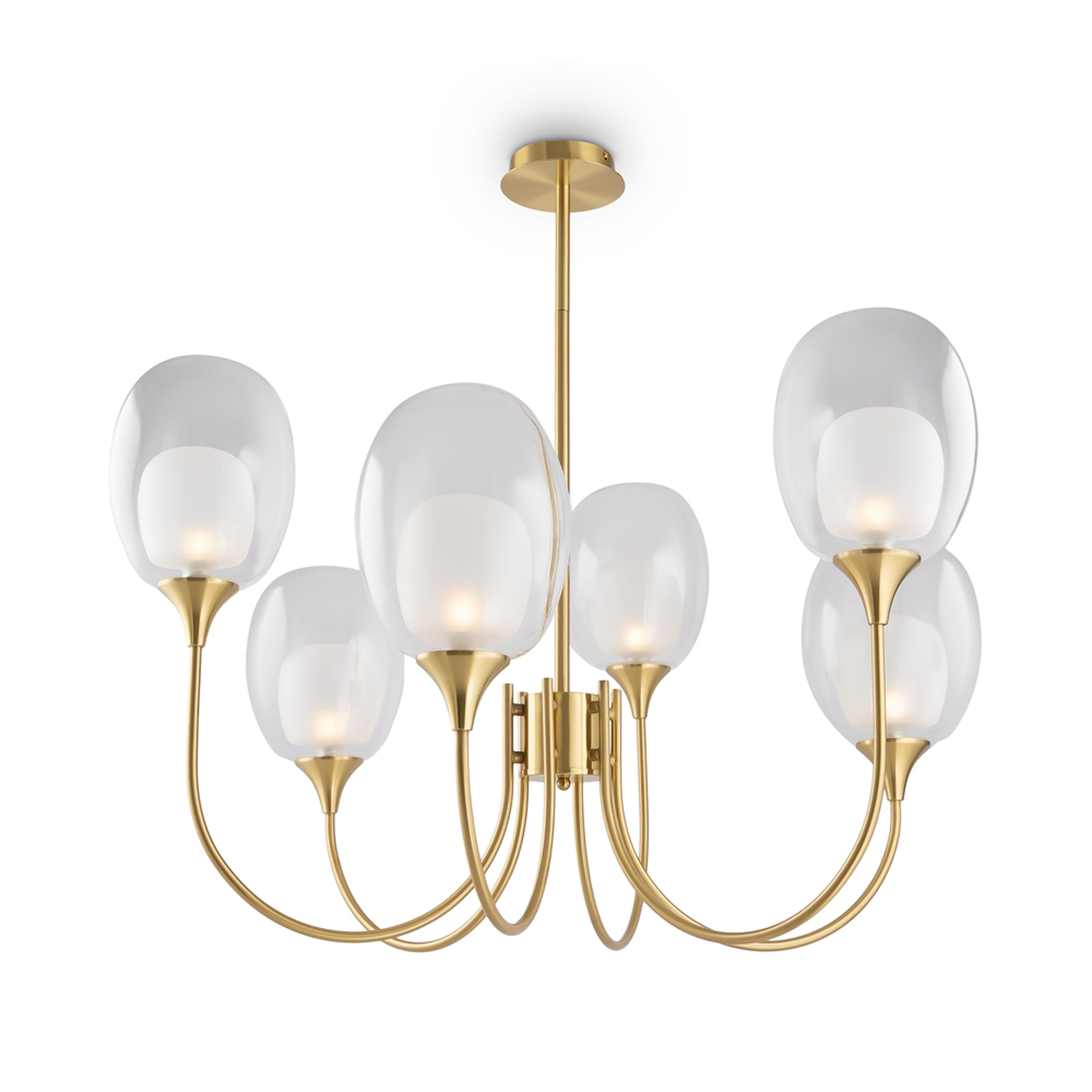 Maytoni pendant light Aura, gold-coloured, 6-bulb, glass