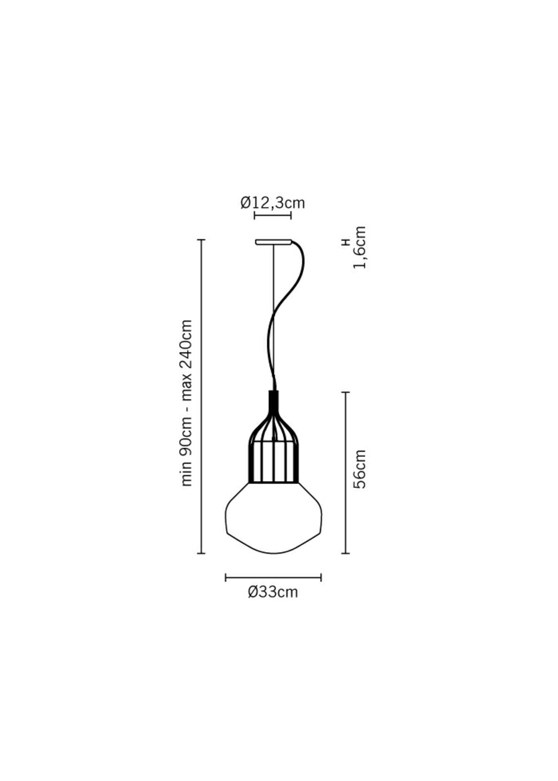 Aérostat Lustră Pendul ø33 Black - Fabbian