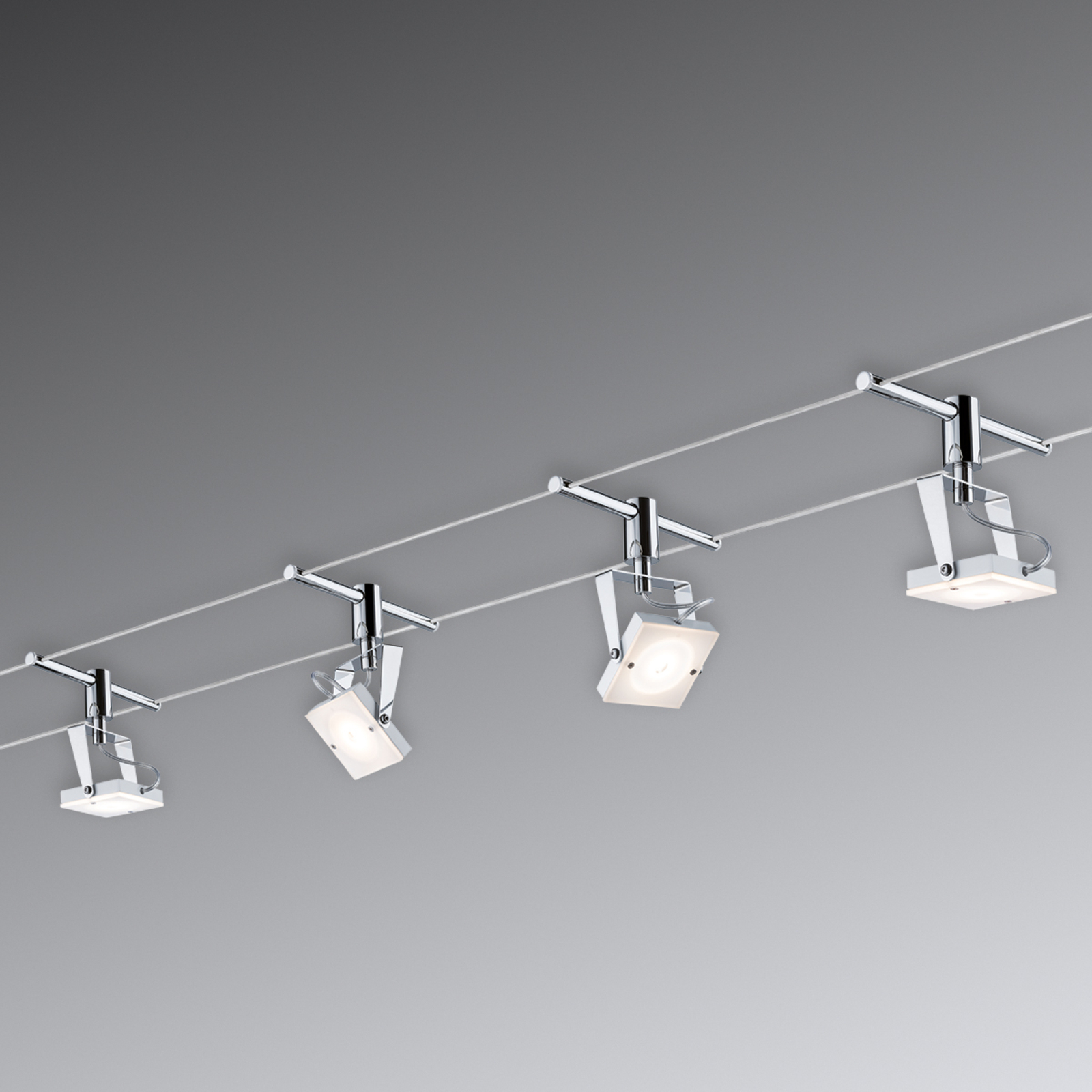 Paulmann Complete cable system LED meta 4-bulb, for Living / Dining Room, Metal, glass, 5 W, energy efficiency: A+, L: 500 cm, W: 16 cm