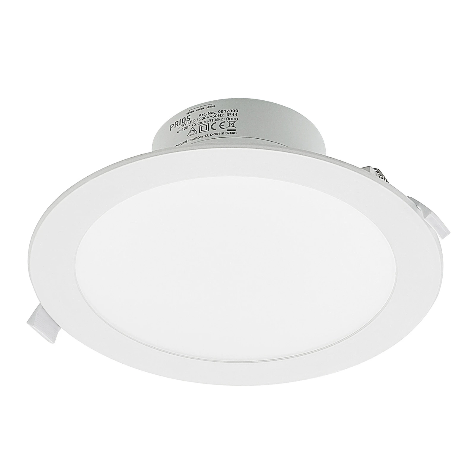 "Prios LED" įleidžiamas prožektorius "Rida", baltos spalvos. Ø 23 cm, 25 W,