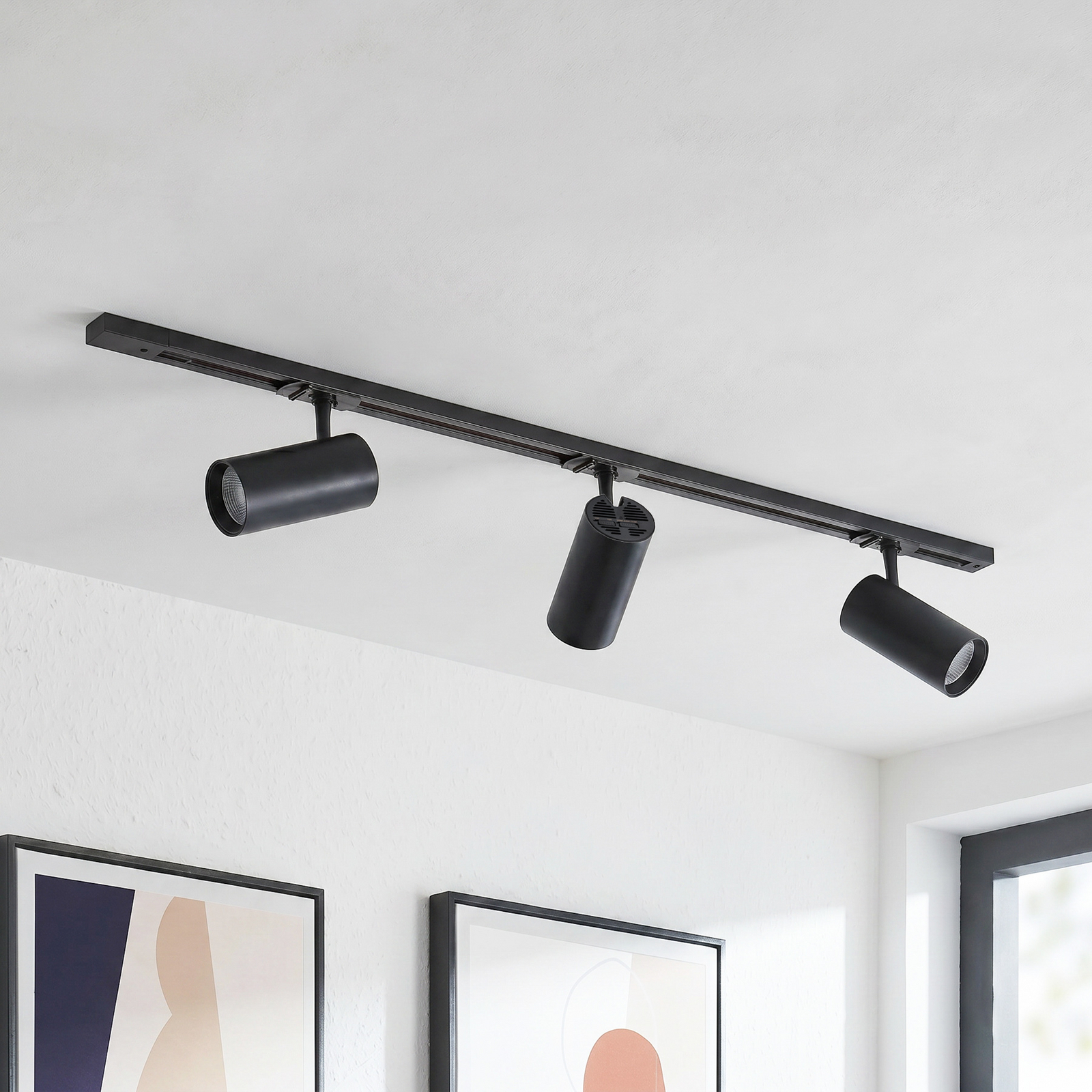 Σύστημα ράγας Lindby Linaro Ø7cm, 3 φτερά, LED, μαύρο, CCT Σύστημα ράγας Lindby Linaro Ø7cm, 3 φτερά, LED, μαύρο, CCT