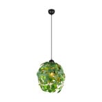 Lámpara colgante Leavy, negro/verde, Ø 38 cm, 1 luz, E27