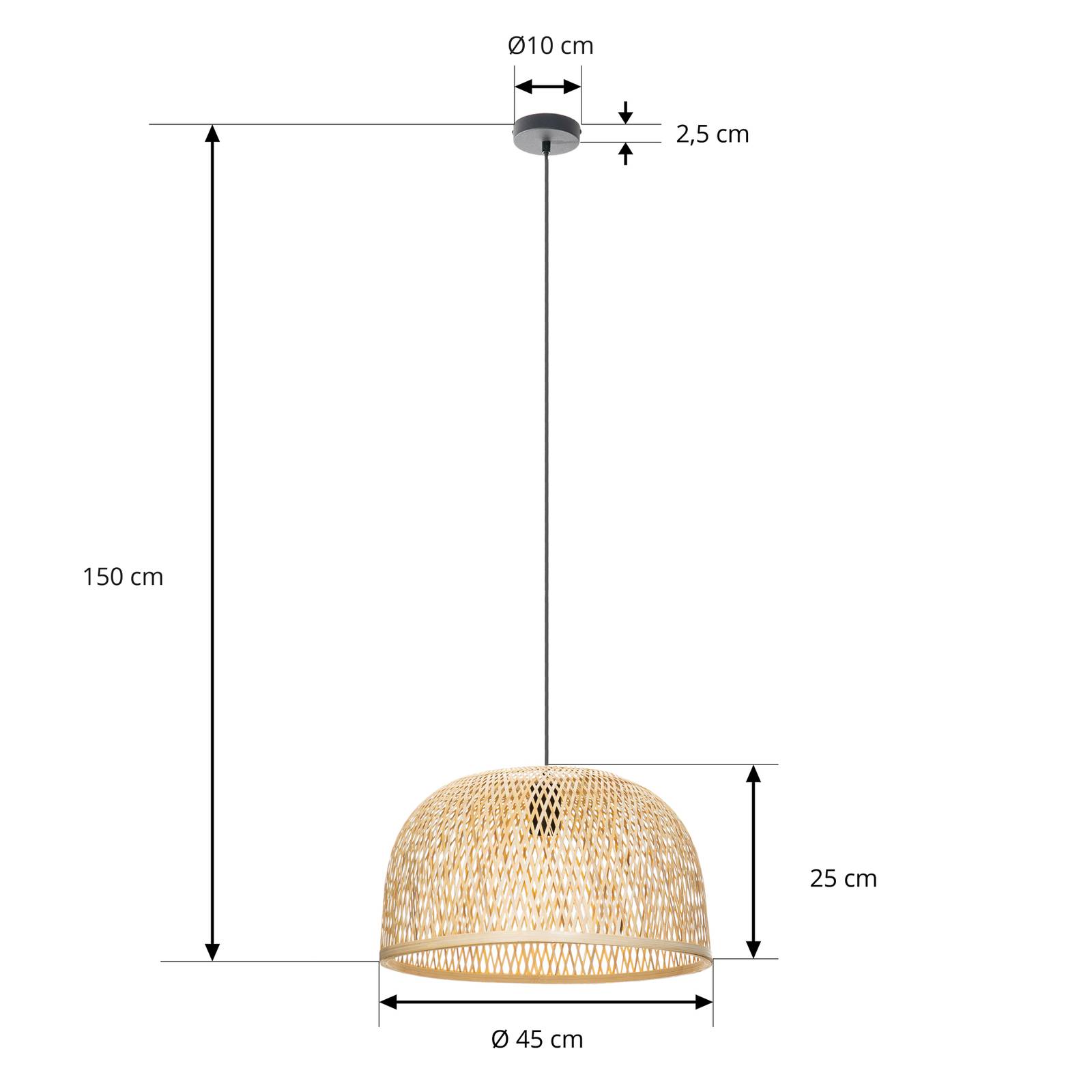 Lampa wisząca Lindby Dabila, bambus, Ø 45 cm, E27