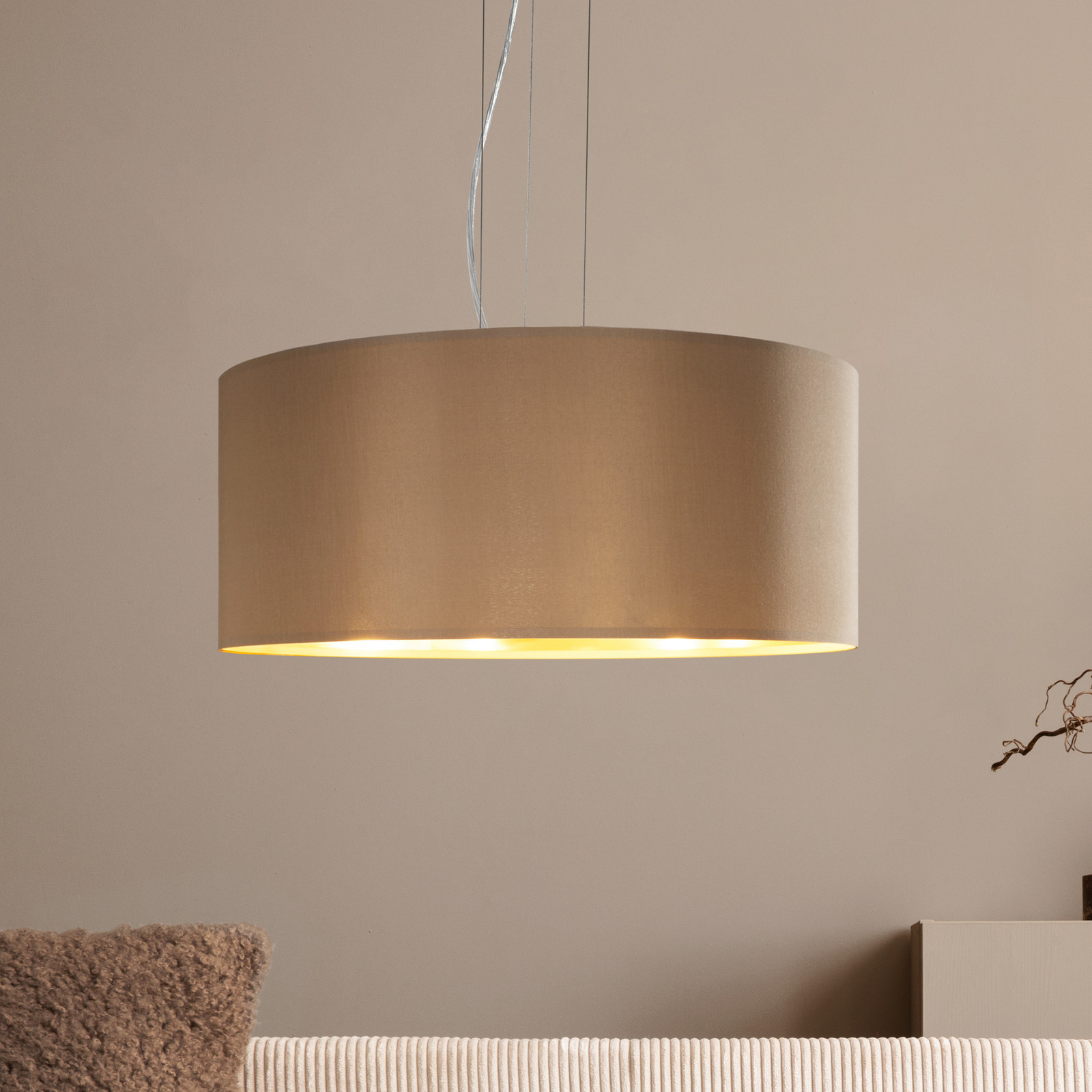 EGLO Maserlo lampă suspendată rotundă bej-auriu - Camera de zi / sufragerie - modern - taupe - Țesătură / Textil