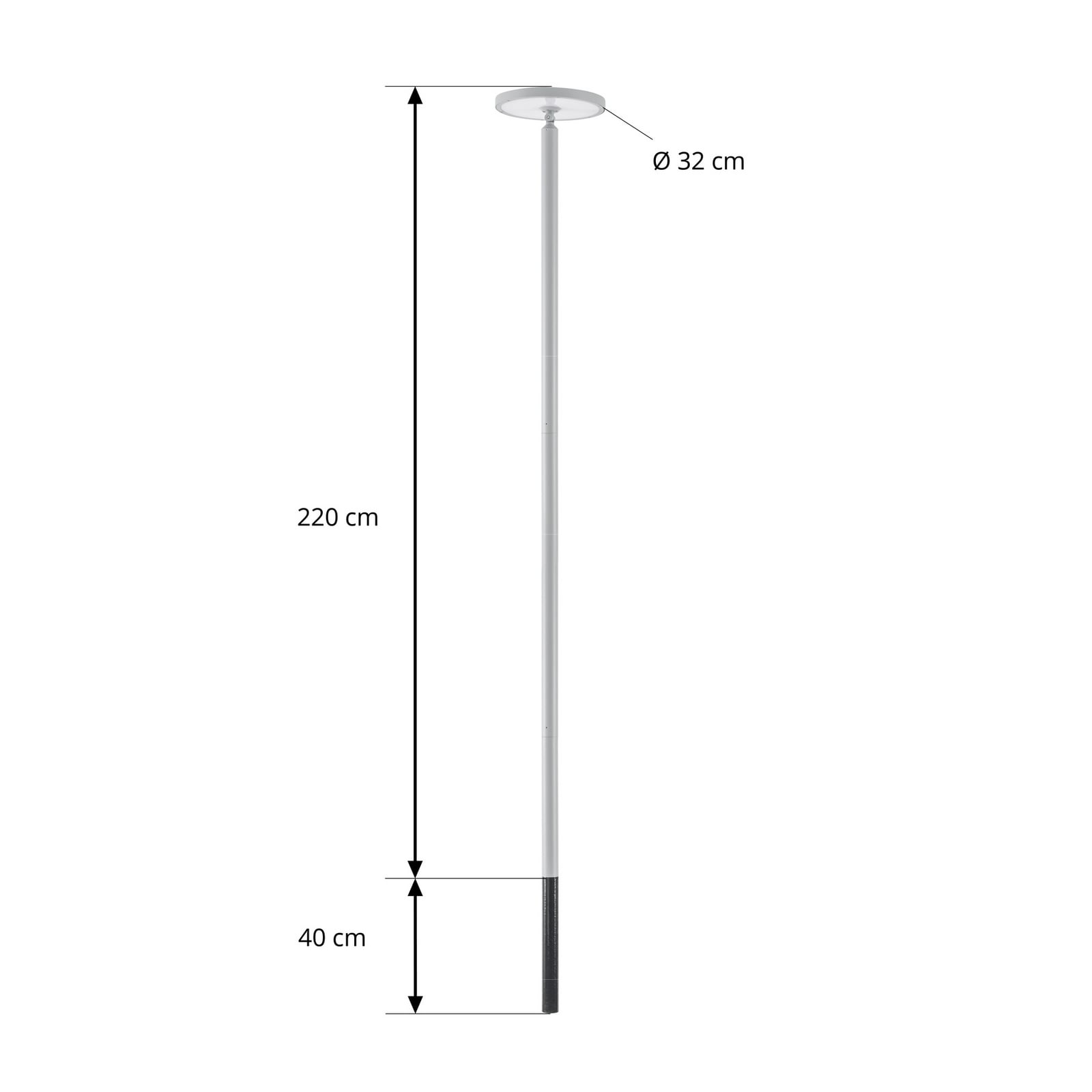 Akito LED-Außenleuchte, 260 cm, grau, Aluminium, IP54 - Lucande