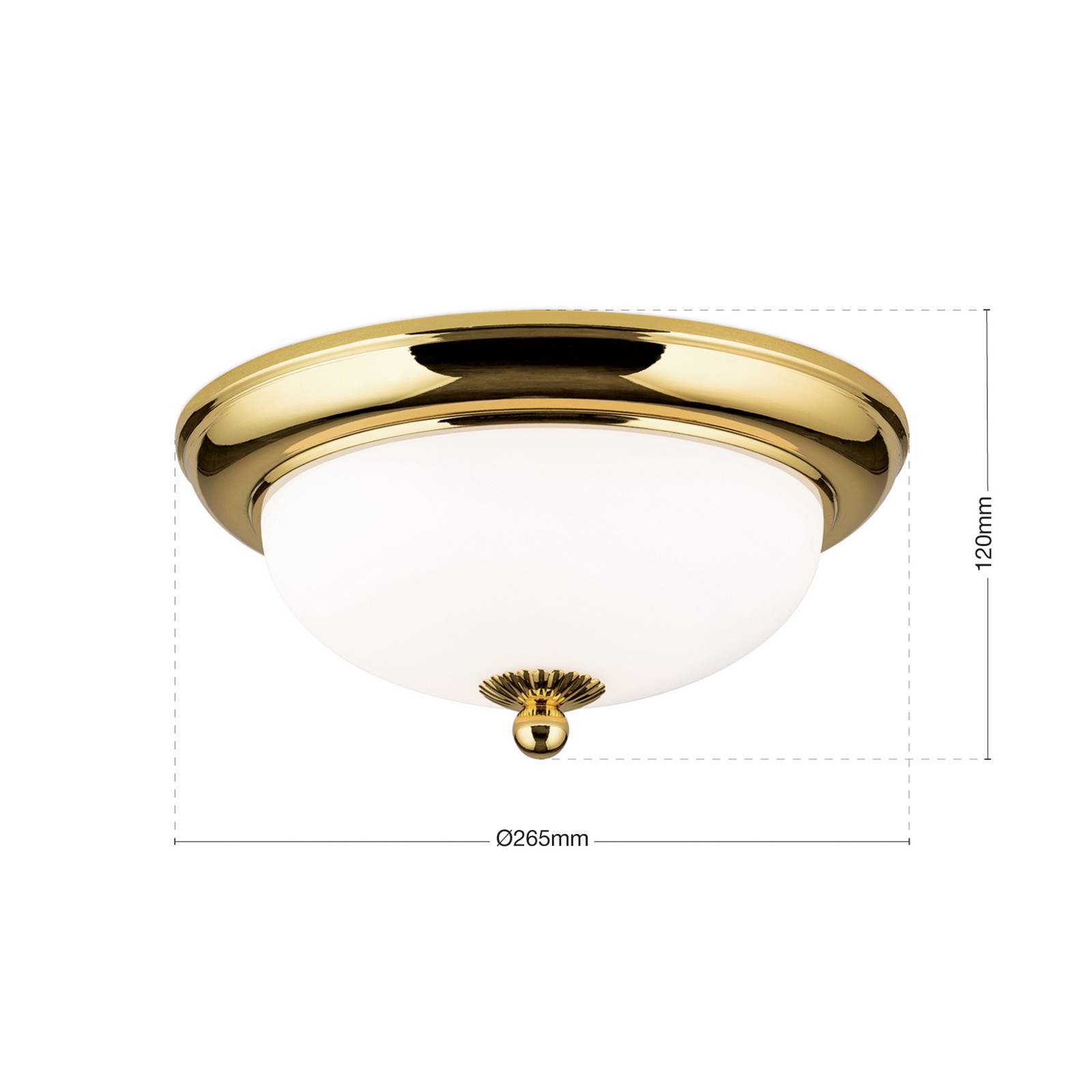 Lampa sufitowa Empire, Ø 26,5 cm, złota, matowe opalowe szkło