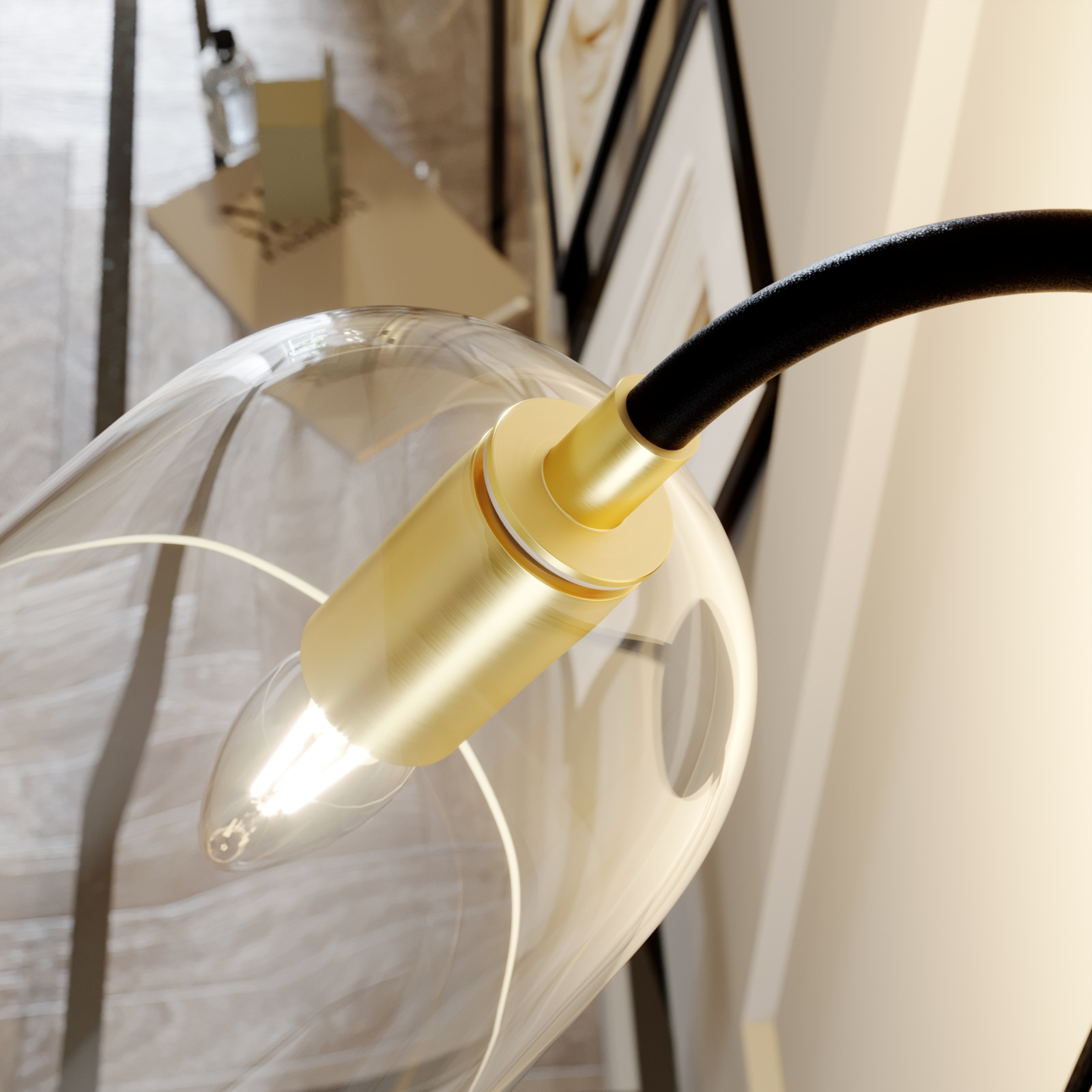 Anjita Wandleuchte Black/Brass - Lucande