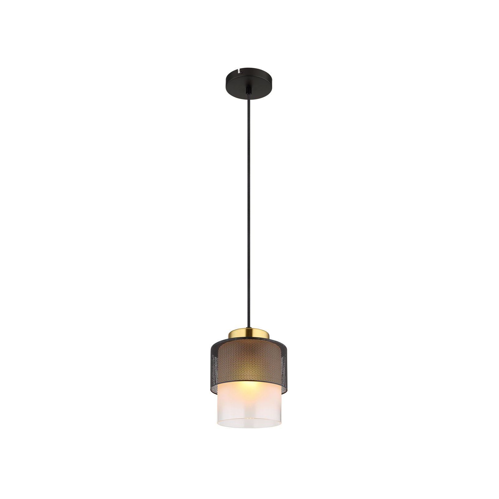 Lampa wisząca Olga, Ø 18 cm, czarna, metal/szkło