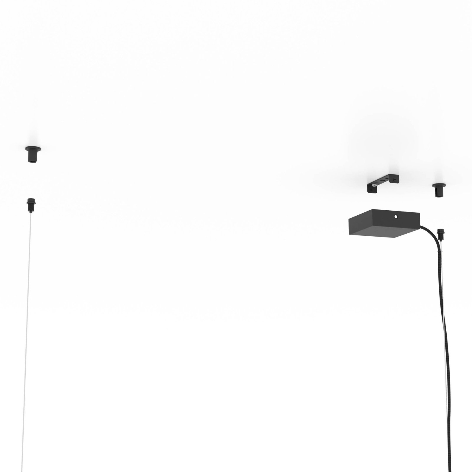 Lacey pendant light, length 78 cm, black, 3-bulb, steel