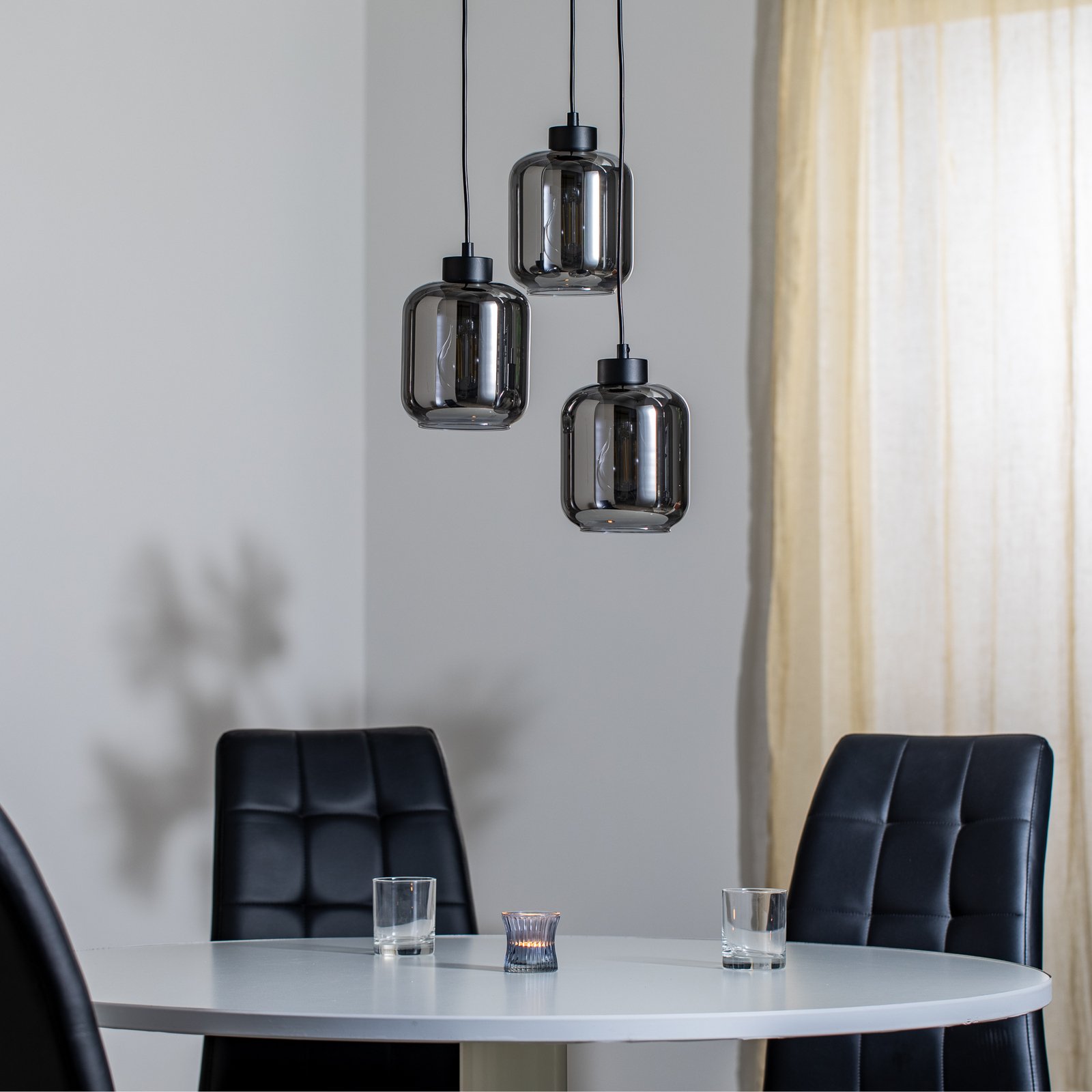 Hanglamp Sombra, rook, 3-lamps, rond