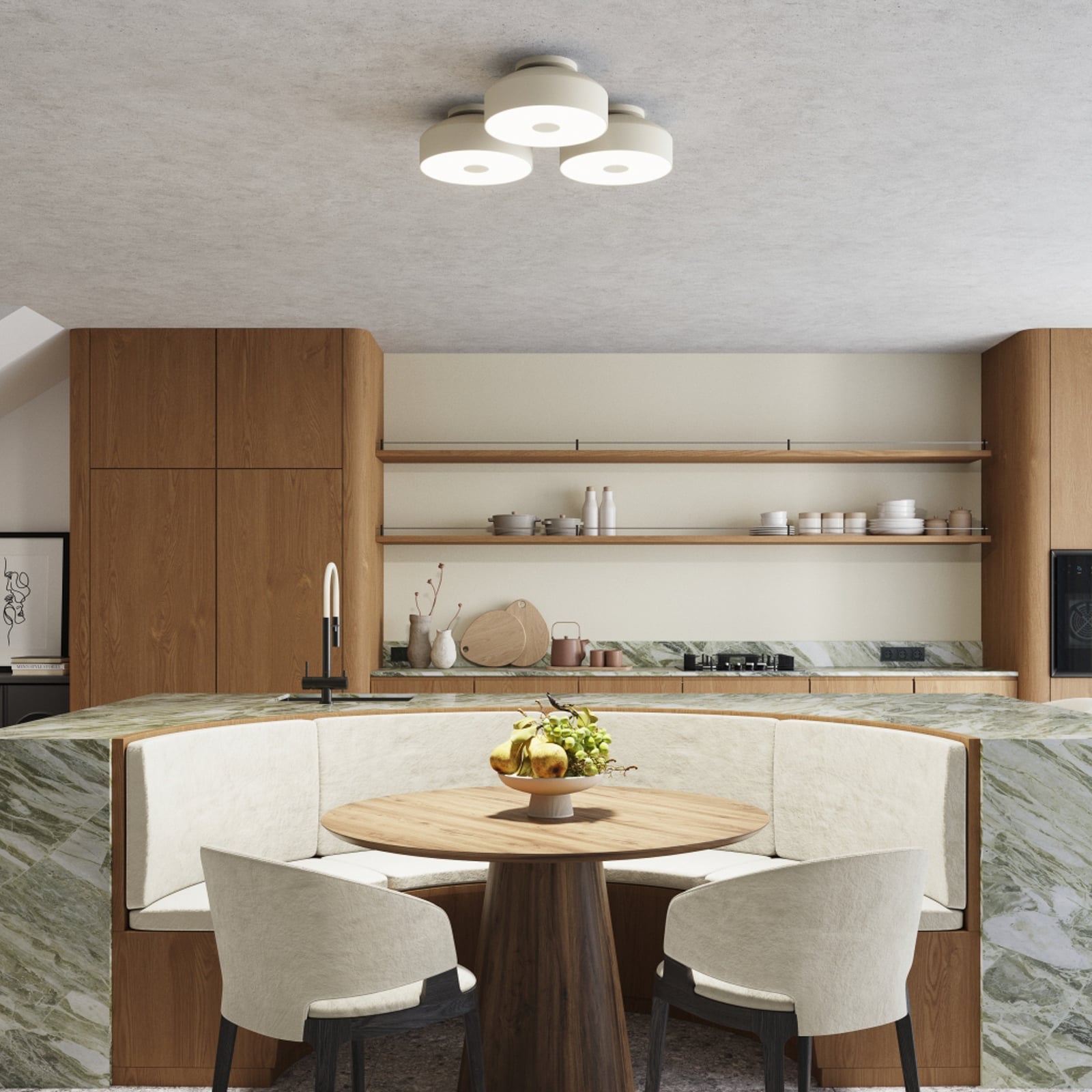 CLARO stropna svjetiljka, bež, Ø 30 cm, metal, 4 x E27 - SOLLUX