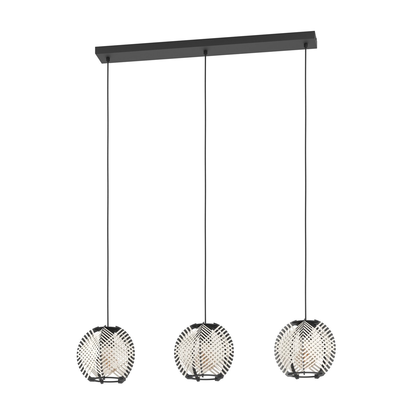 Hanglamp Waverton, zwart/wit, lengte 92 cm, staal/stof Hanglamp Waverton, zwart/wit, lengte 92 cm, staal/stof