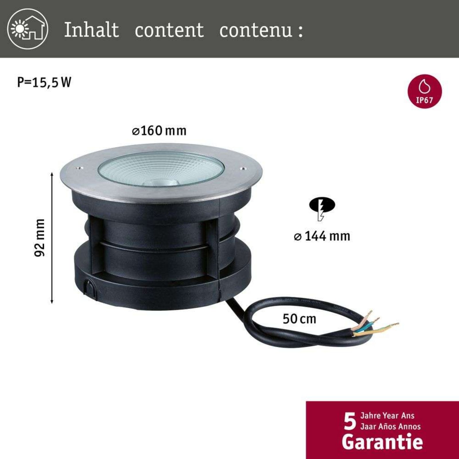 Vanea Outdoor Recessed Ground Spot SWR 15,5W IP67 Aluminium - Paulmann