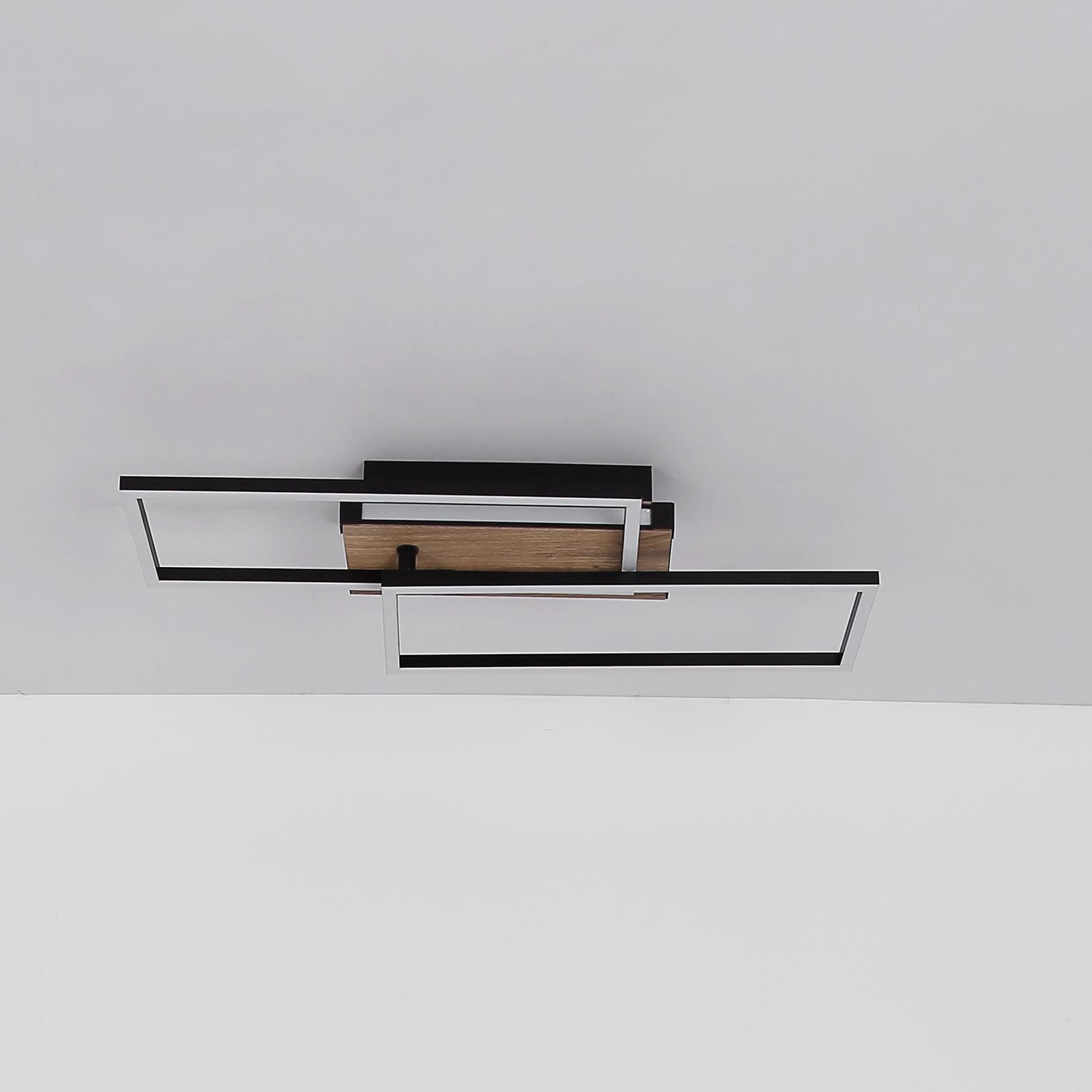 Candeeiro de teto Colli LED, largura 49 cm, madeira escura, madeira