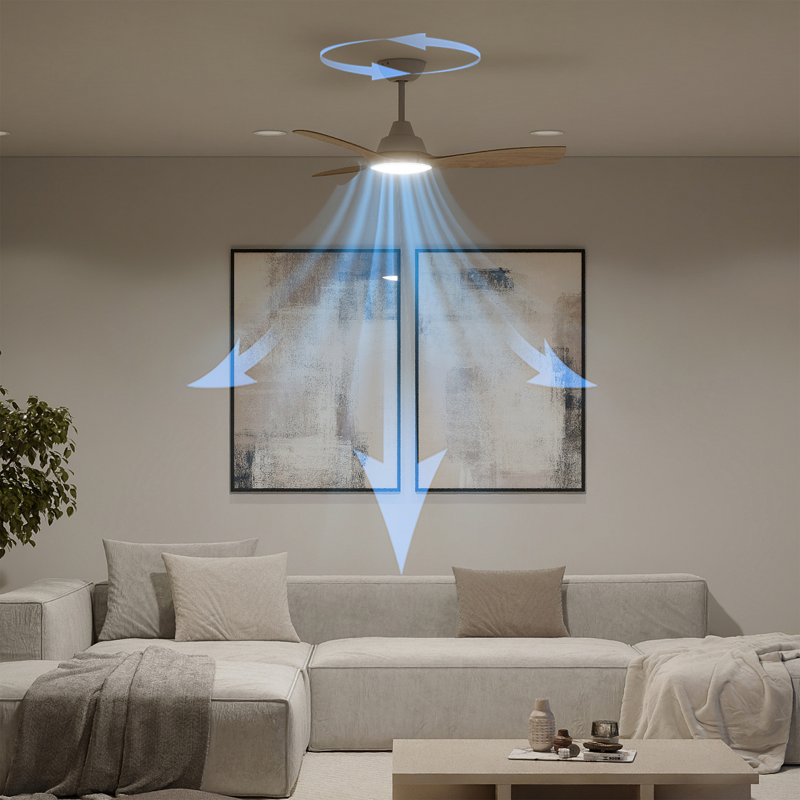 Wentylator LED Philips Olas, średnica 106 cm, brązowo-biały, CCT