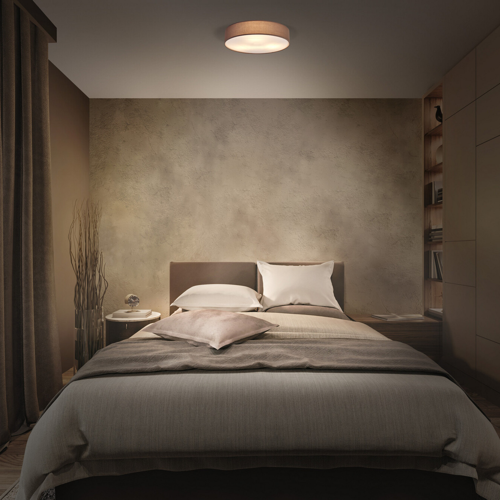 Ledvance Orbis Paris plafonieră Ø 40cm maro - Camera de zi / sufragerie - Țesătură / Textil