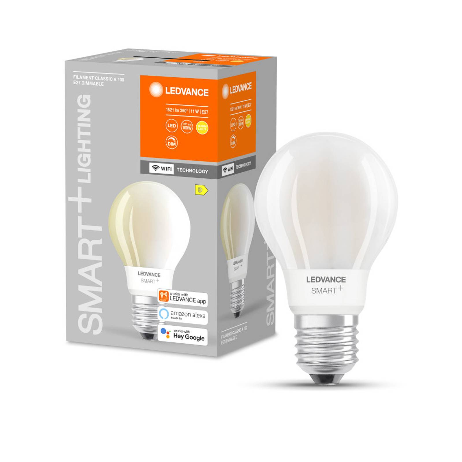 Ledvance Smart+ WiFi filament Classic E27 11 W 827 - dimmable - White
