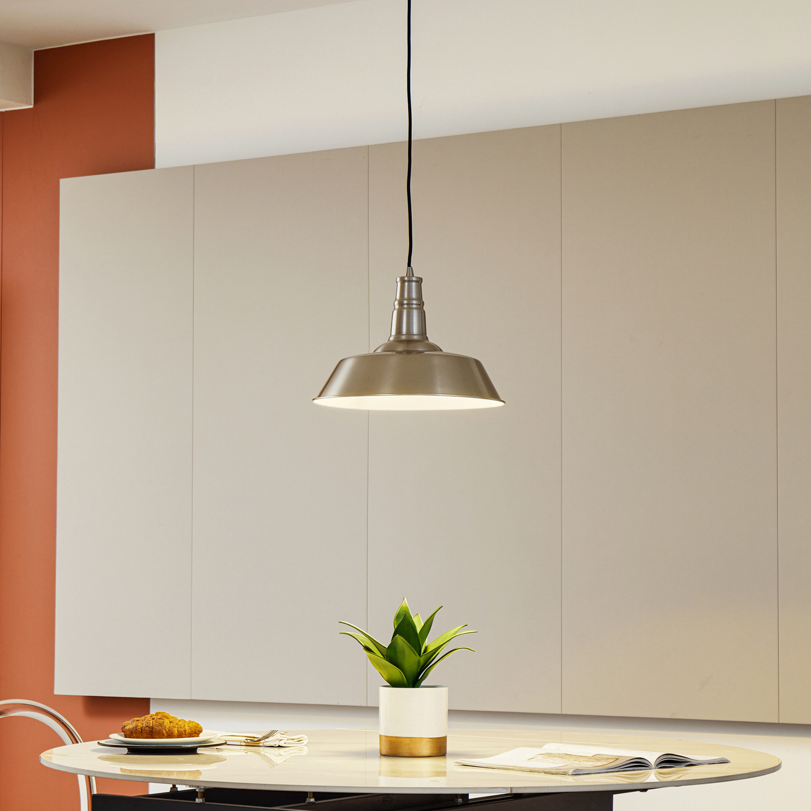 Laylan Závěsná Lampa Ø36 Nikel/Biela - Lindby