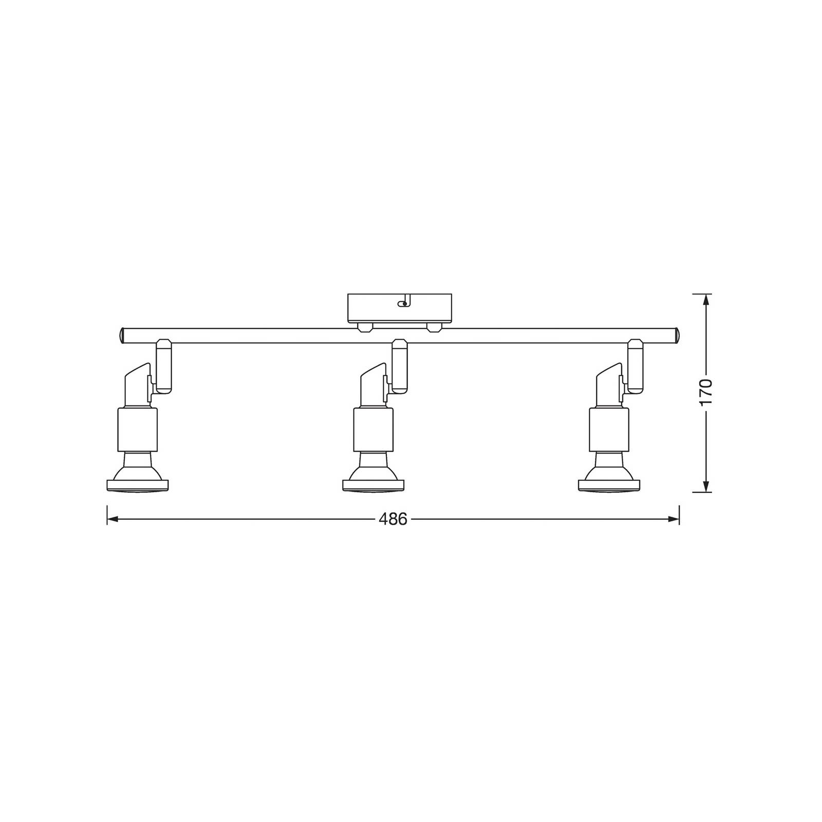 Reflektor sufitowy OSRAM, srebrny, metalowy, 3-punktowa GU10-LED 2700 K
