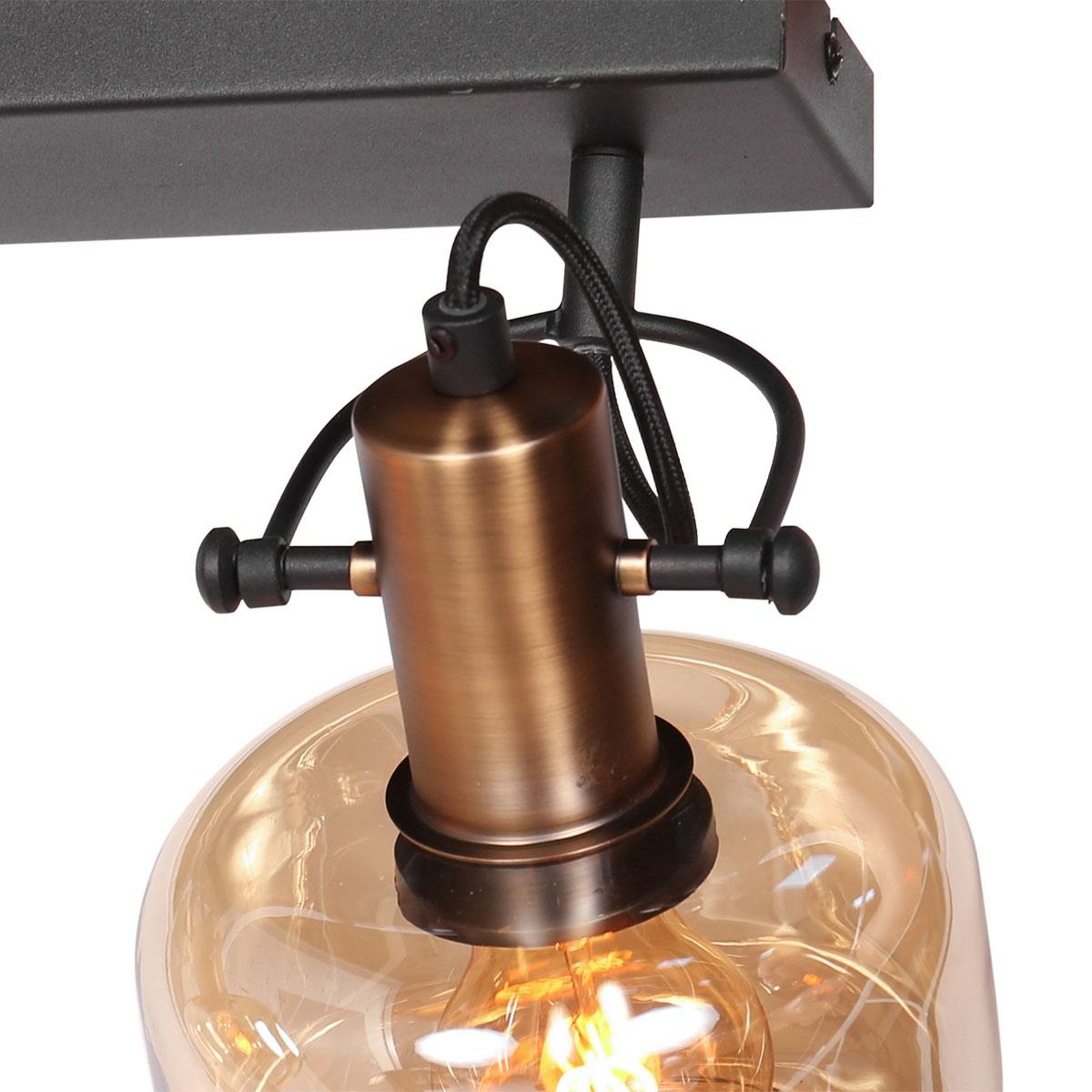 Wandlamp Glaslic, 2-lamps, amber, glas, metaal