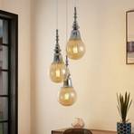 Lucande Gesja pendant lamp, 3-bulb, round, chrome