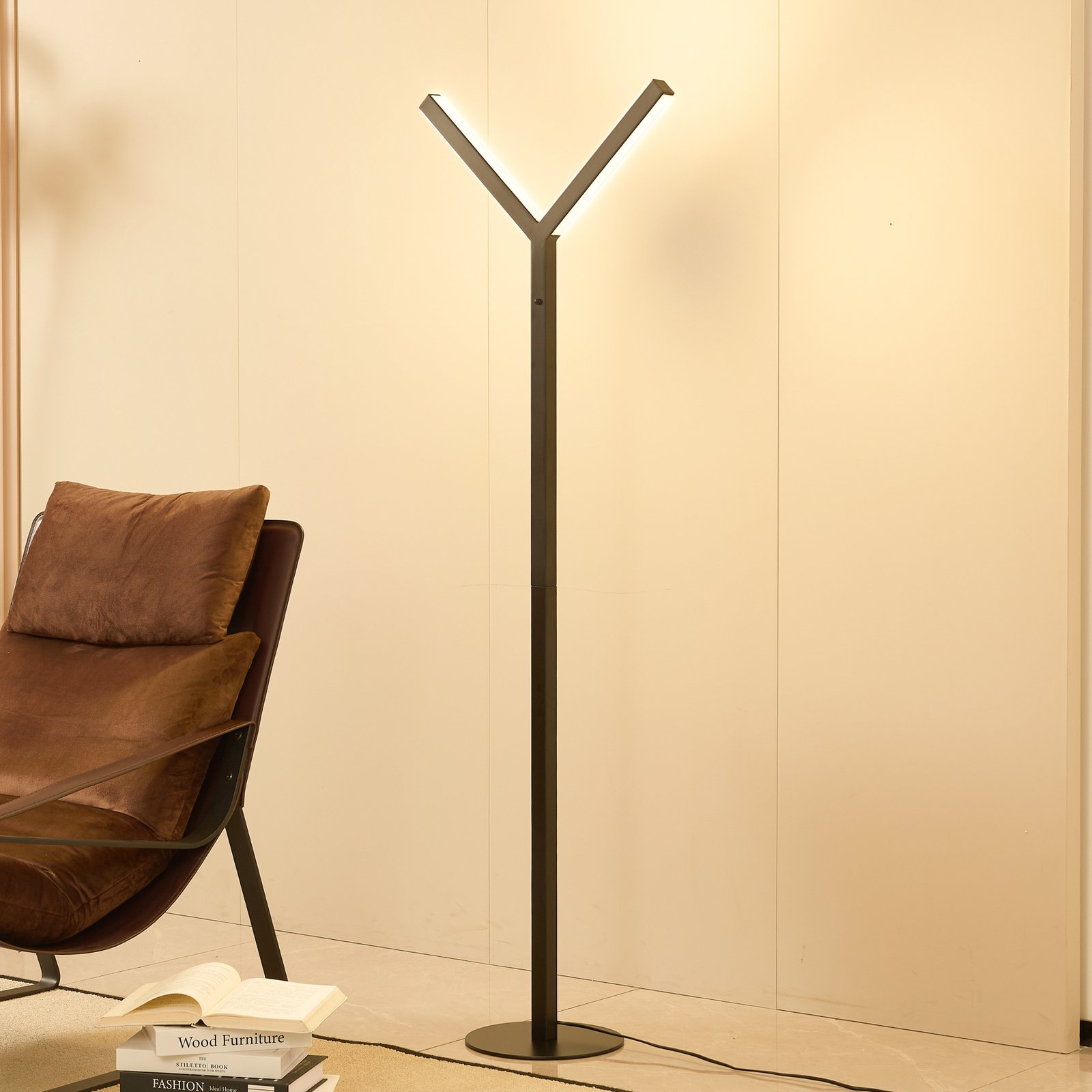 Lucande LED floor lamp Ilian, black, metal, CCT, dimmable