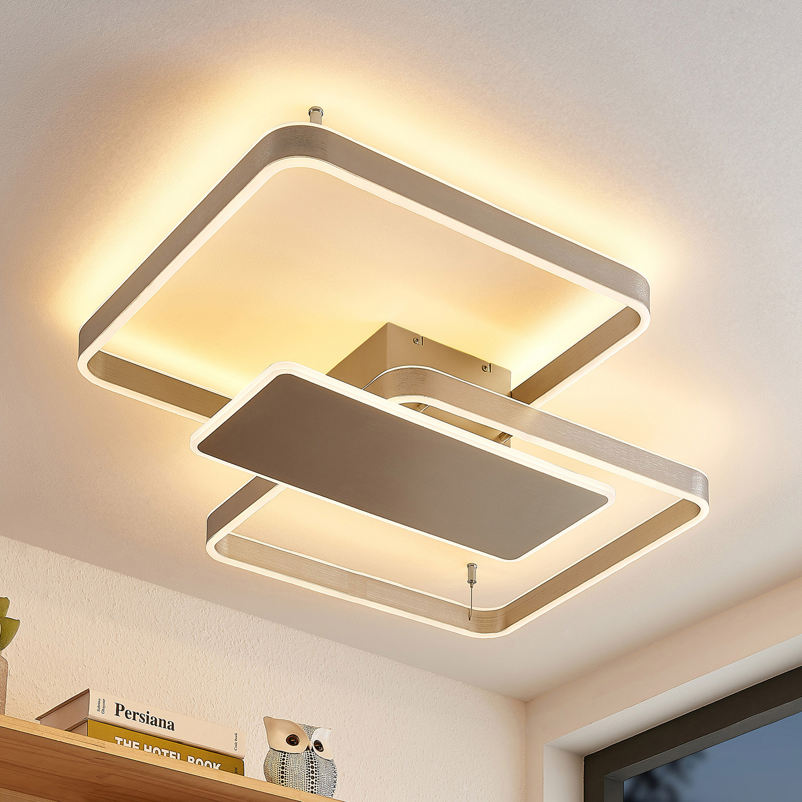 Lucande Kadira LED plafondlamp, 80 cm, nikkel
