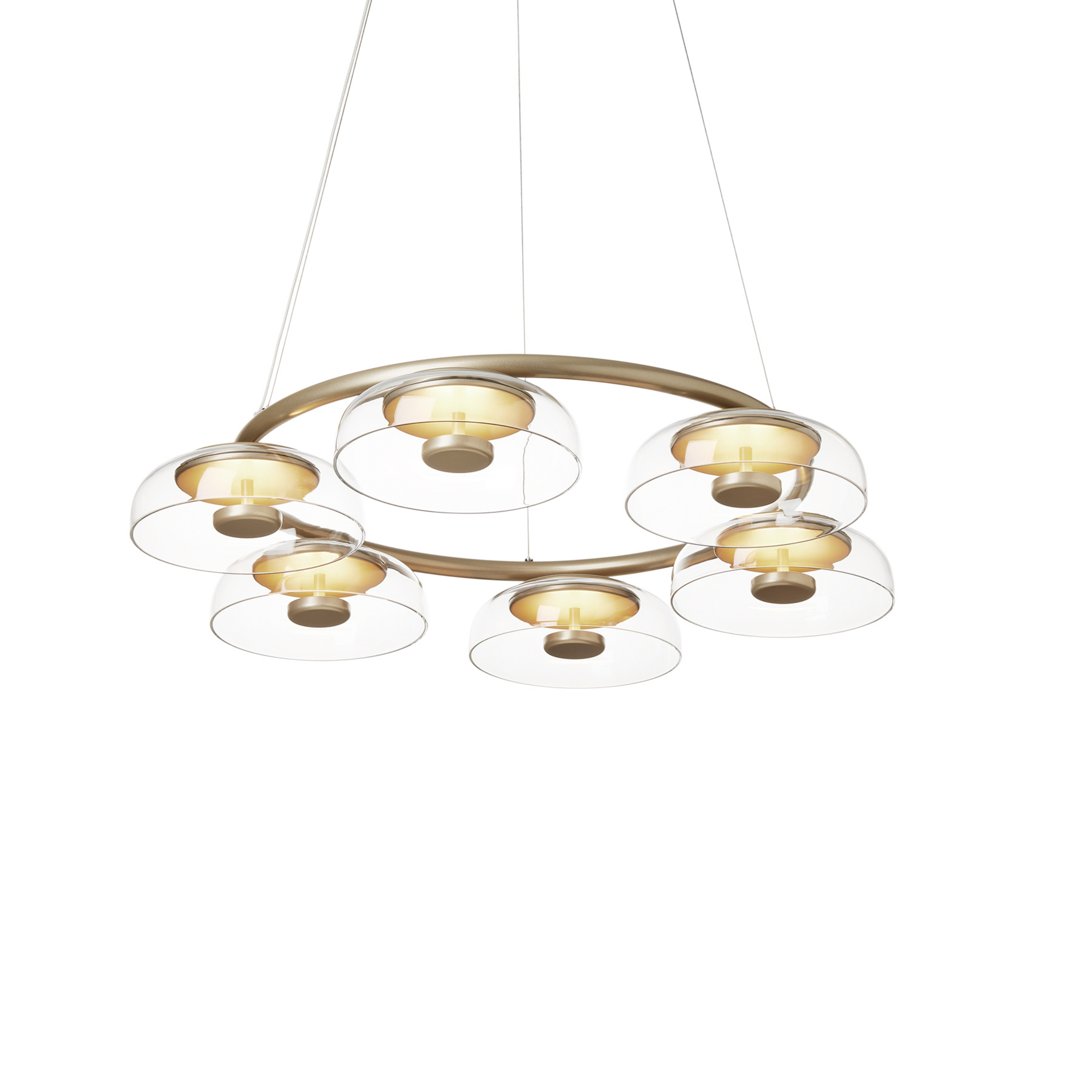 Blossi 6 lustre, doré/transparent, Ø 80 cm, à 6 lampes - Nuura