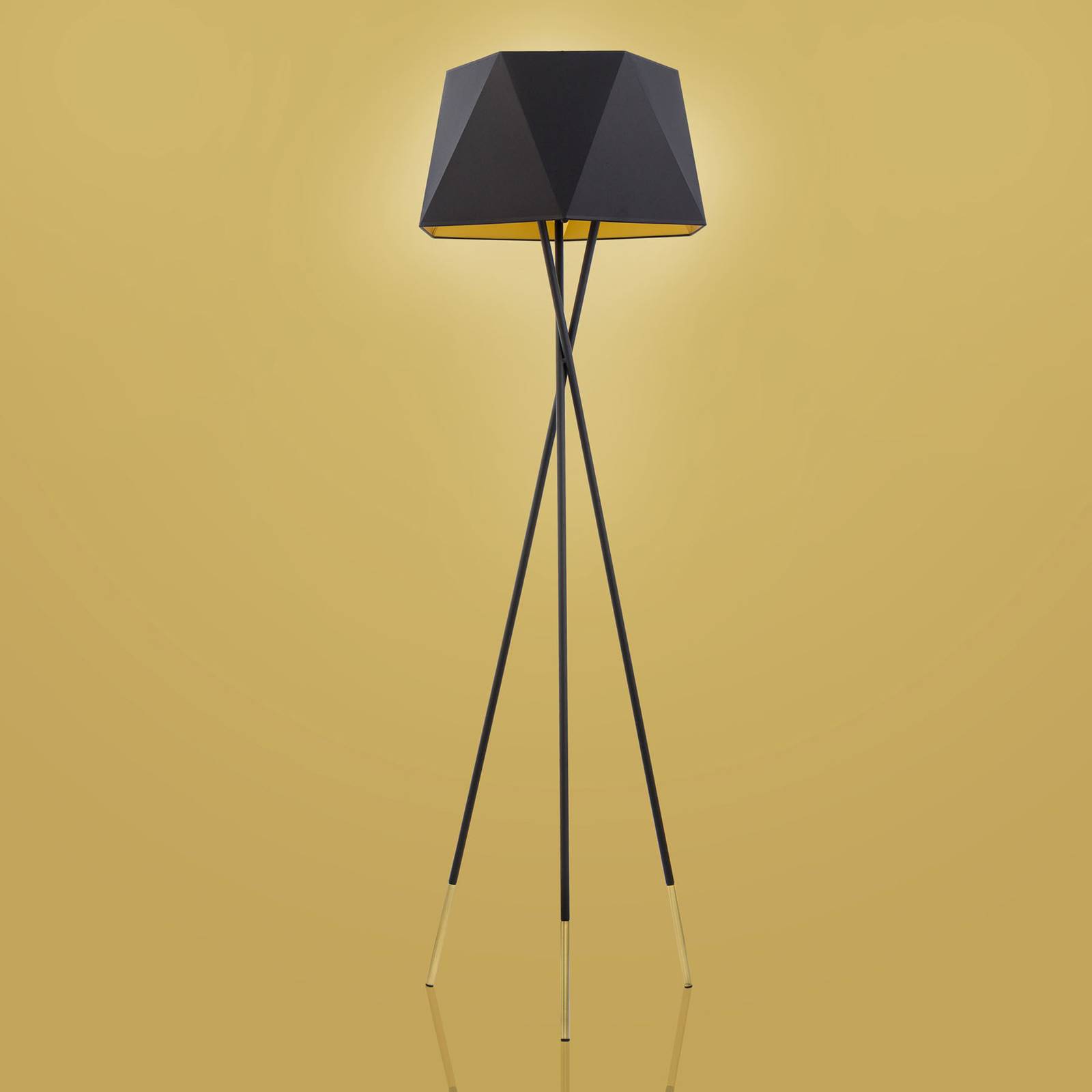 Euluna Lampadaire Ivo noir avec trépied