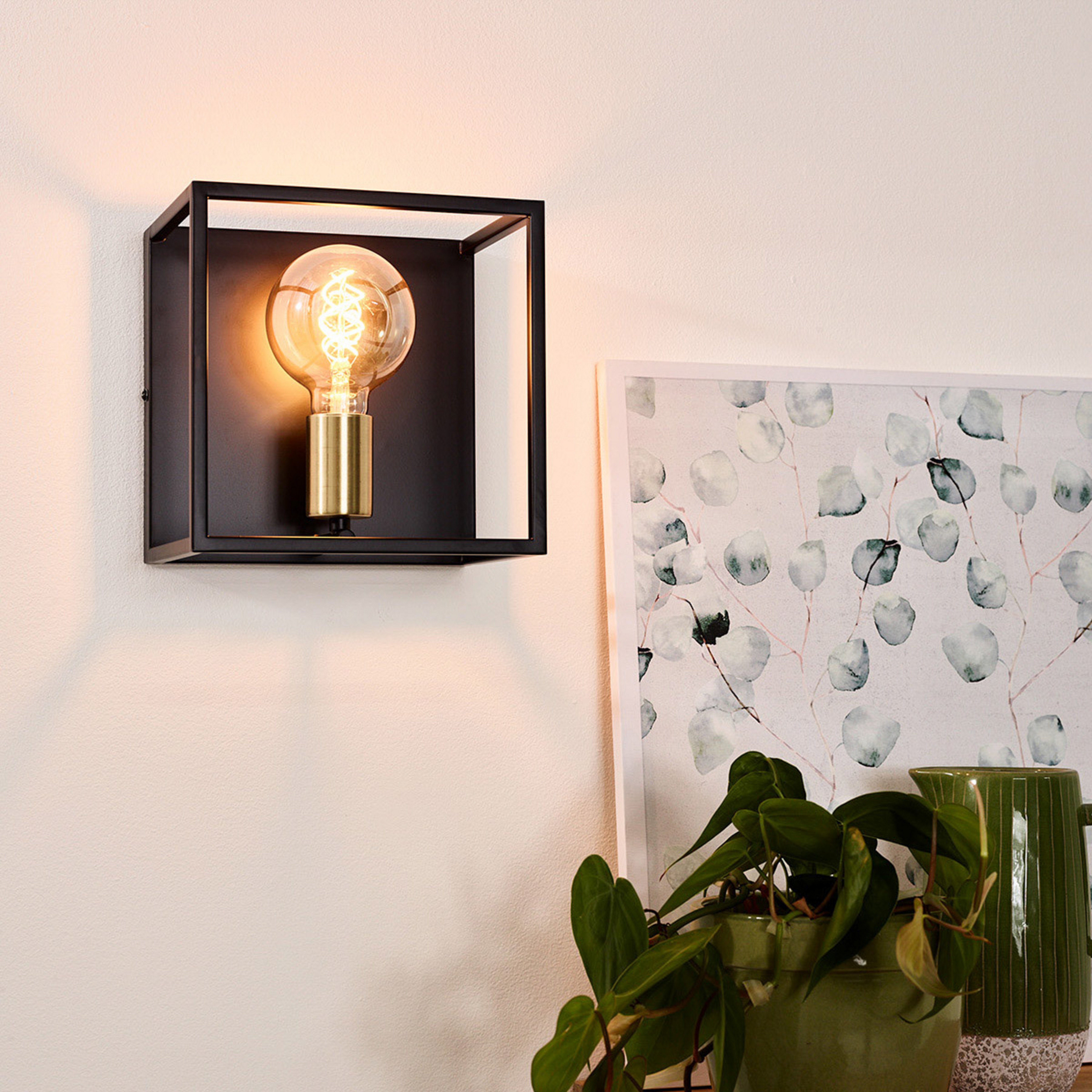 Aplique de pared Ruben, negro