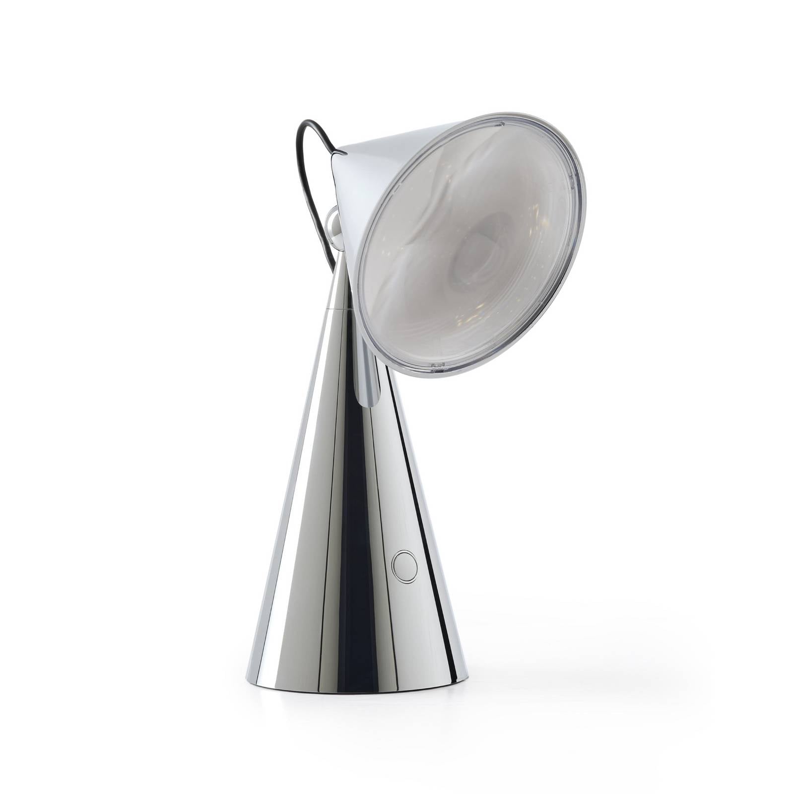 Tom Dixon LED-Akku-Tischlampe Pose, silberfarben, Höhe 25 cm