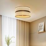 Plafondlamp Duo, rotan, Ø 40cm, beige/zwart