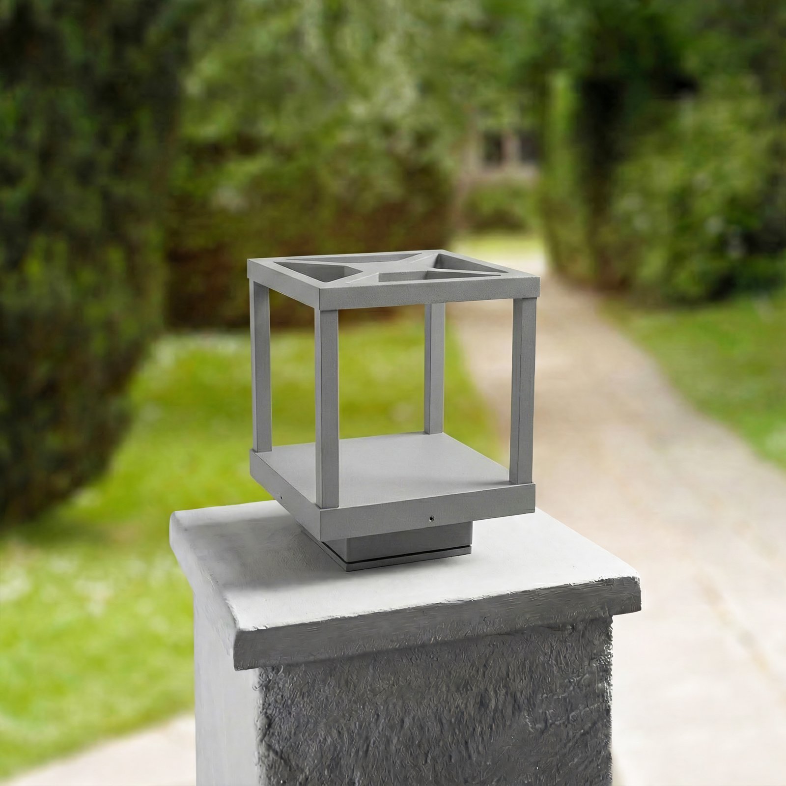 Lampă cu soclu LED Lealan, 23 cm, IP54, gri, metal - Lucande