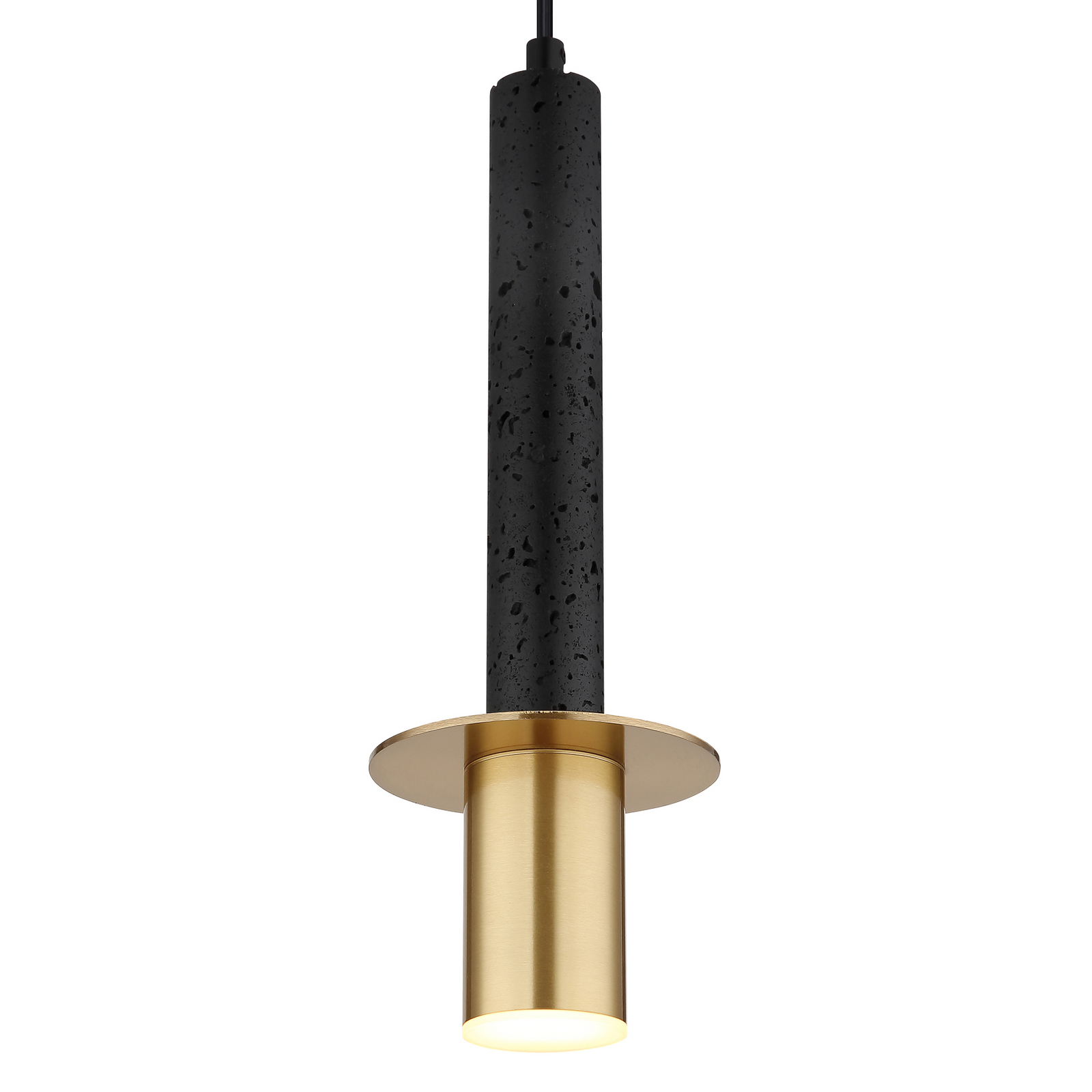 Hanglamp Shanna Ø 12 cm, zwart/messing, steen/metaal