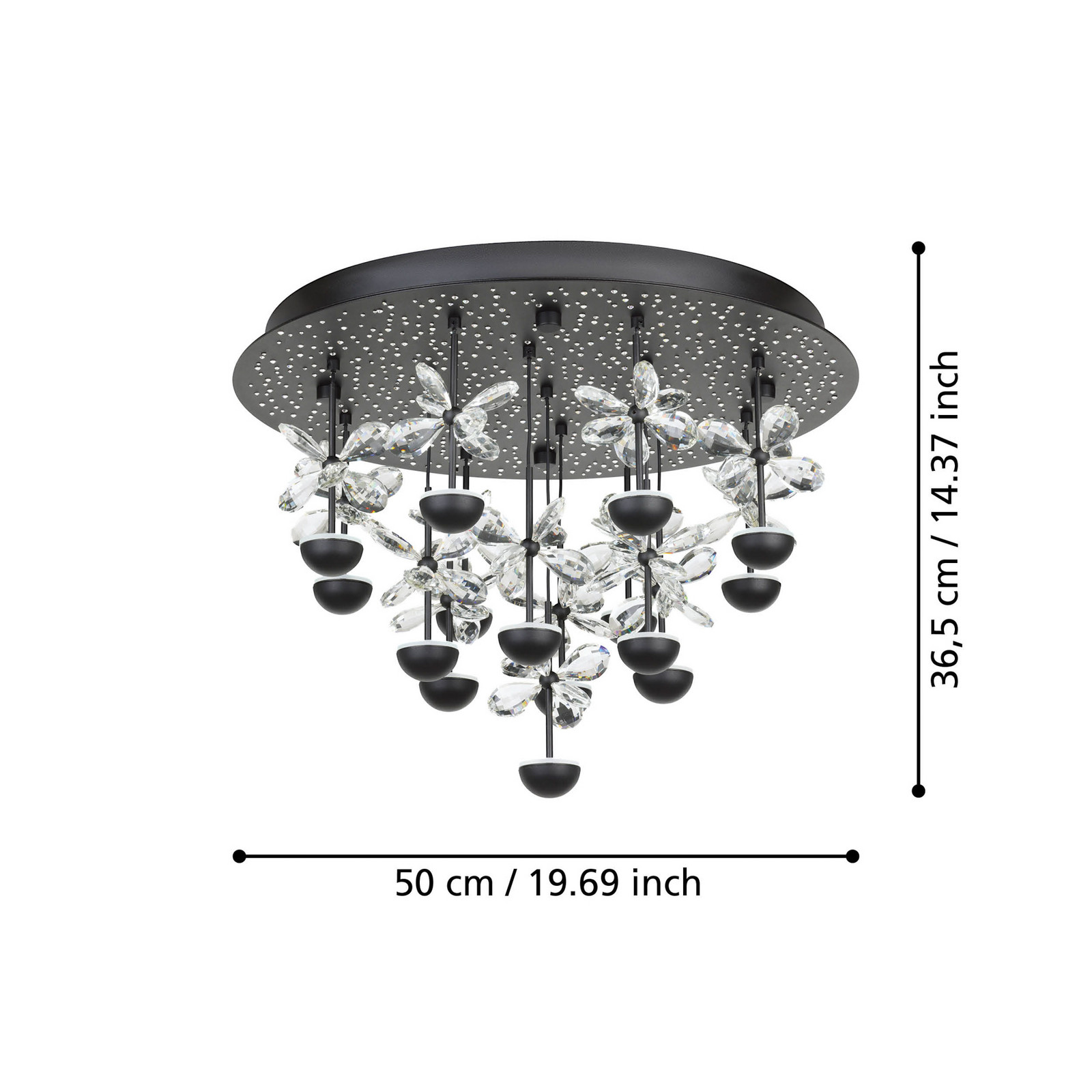 EGLO Stars Of Light plafonieră LED Pianopoli negru Ø 50cm - Camera de zi / sufragerie - Design - negru transparent - Metal