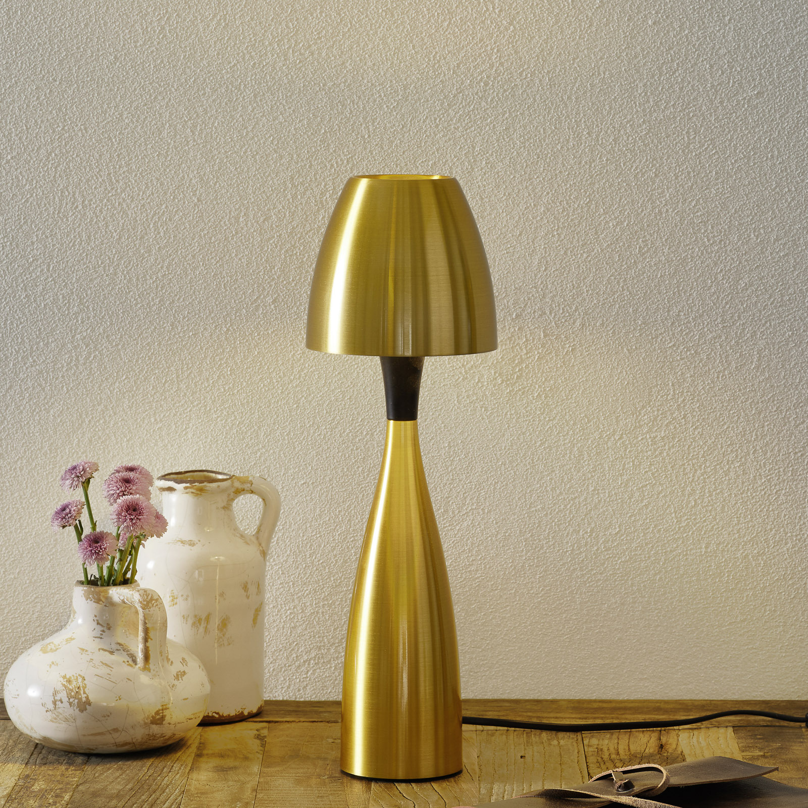 BELID Brass-coloured LED table lamp Anemon, 38.9 cm, for Living / Dining Room, metal, G9, 3 W, energy efficiency: A+, H: 38.9 cm
