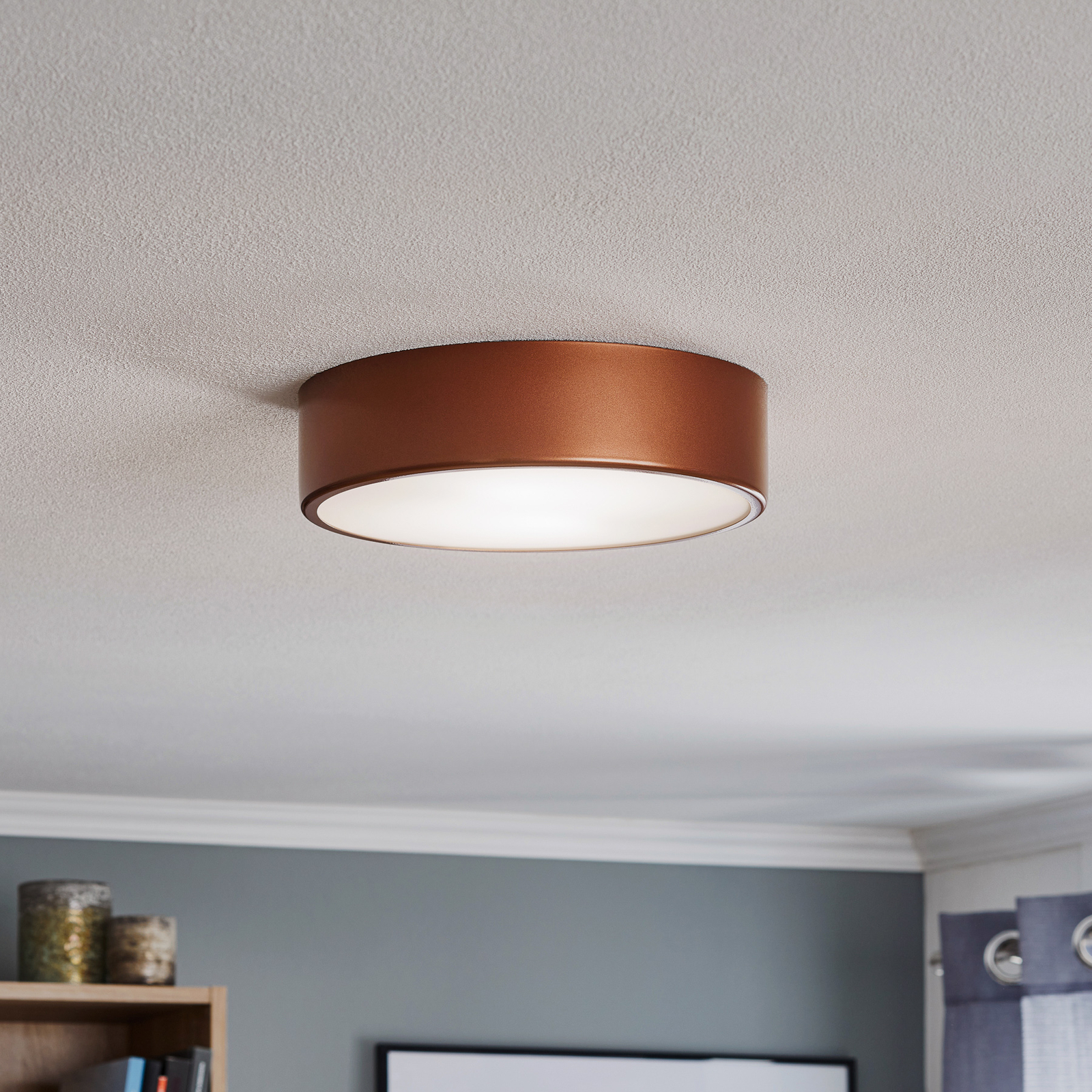 Cleo 300 ceiling light, sensor, Ø 30 cm copper