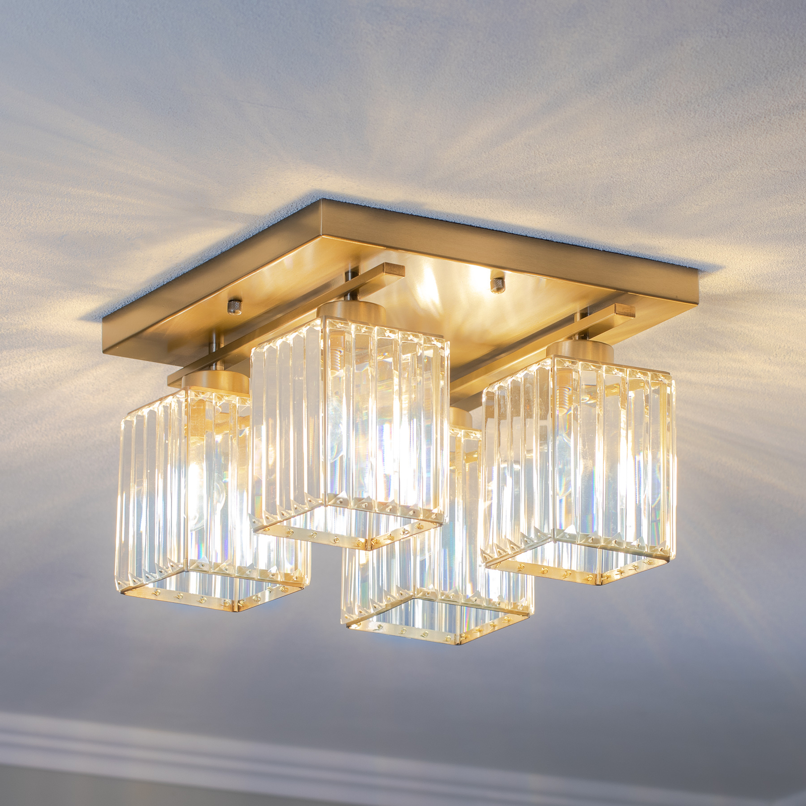 Plafondlamp AV-1795-4E 4-lamps vierkant antiekgoud