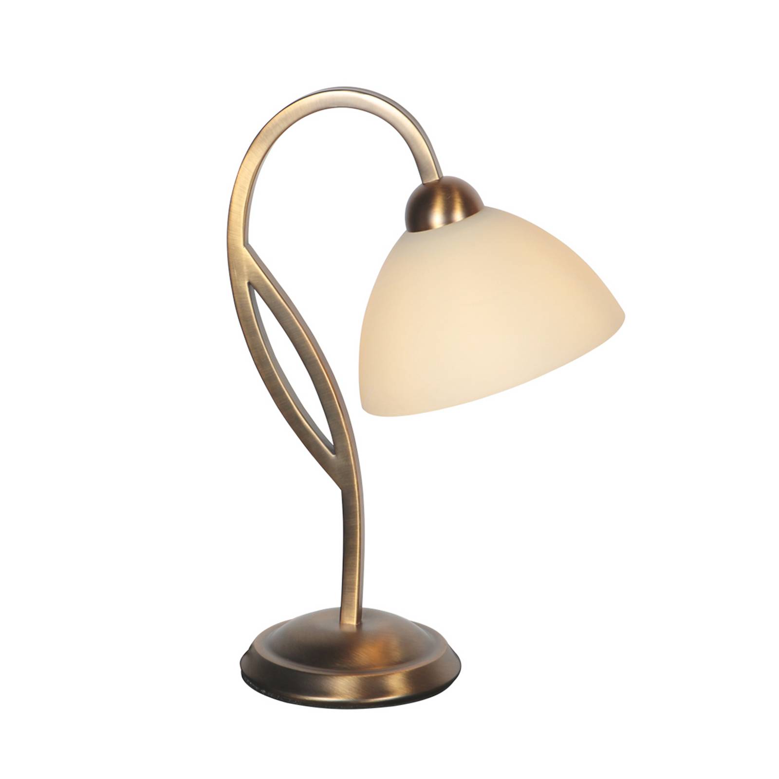 Tischleuchte Anthea, bronze, creme, Metall, Glas, E27