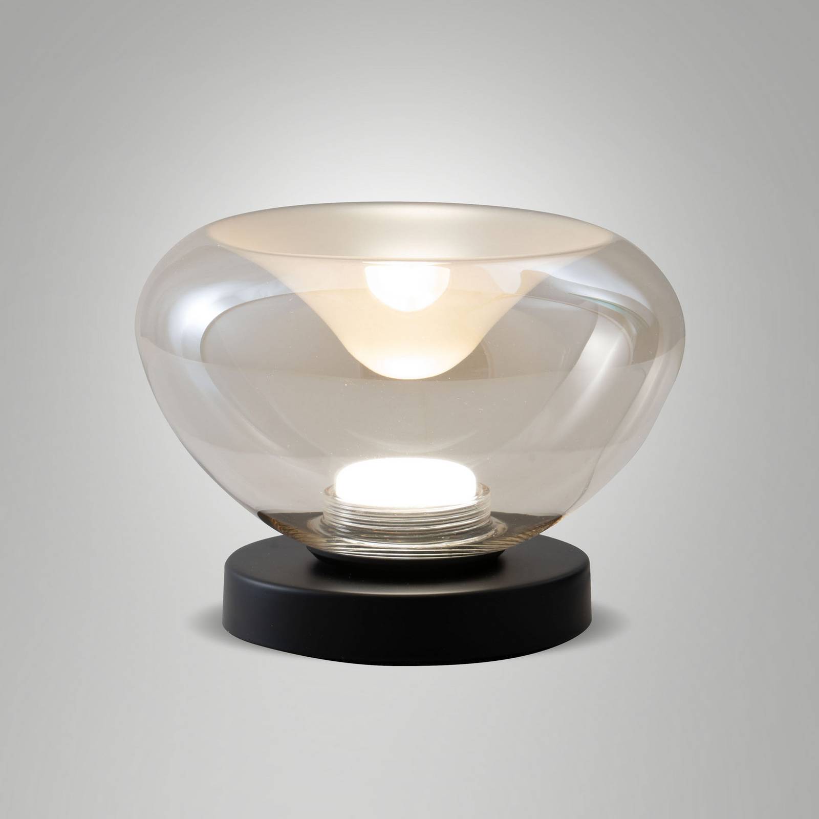 Lampa stołowa LED Brena, koniak, szkło, CCT, ściemniana