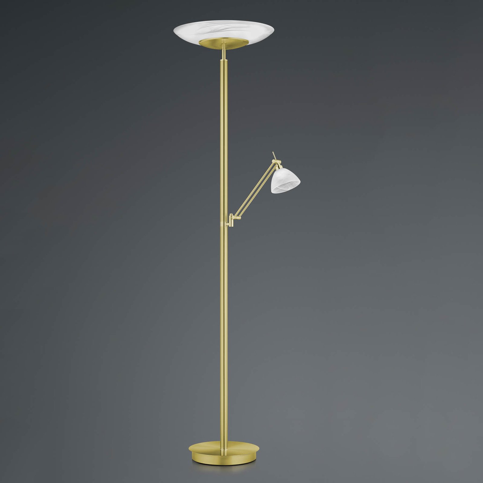 LED vloerlamp Findus, 2-lamps, messing