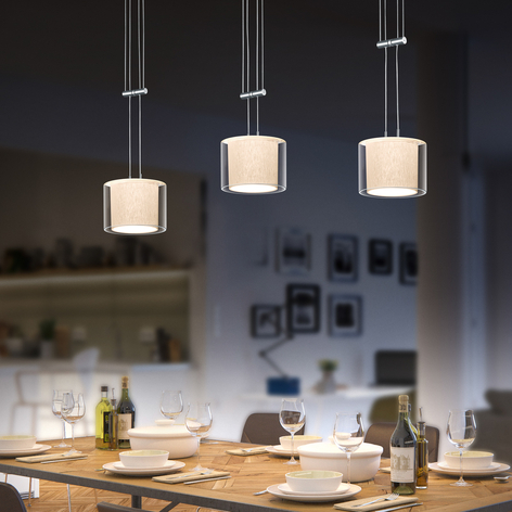 Design Pendel Lampe rund Ess Zimmer Tisch Beleuchtung weiß Hänge Leuchte klar 