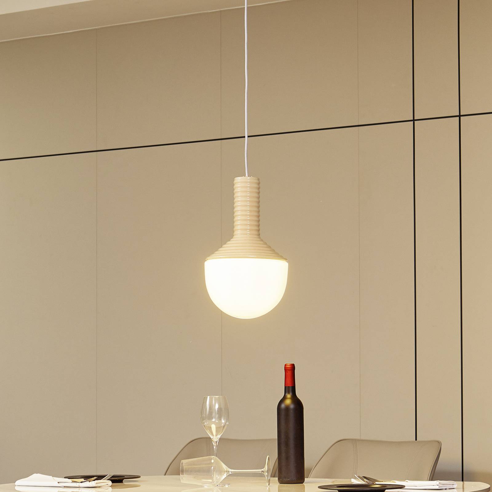 Lucande suspension Florine beige/opale céramique verre