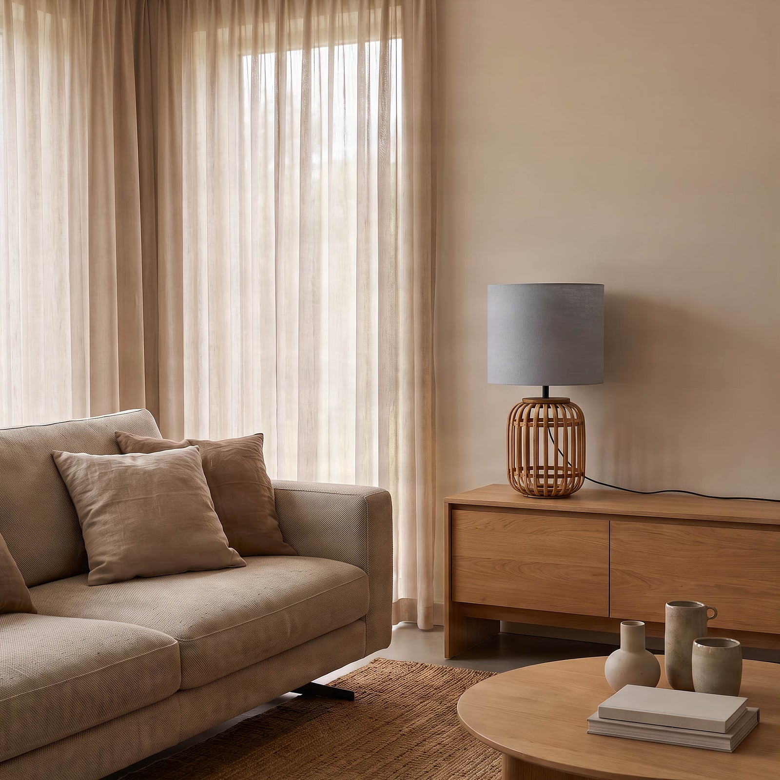 Marzanna Tischleuchte Grey/Wood - Lindby