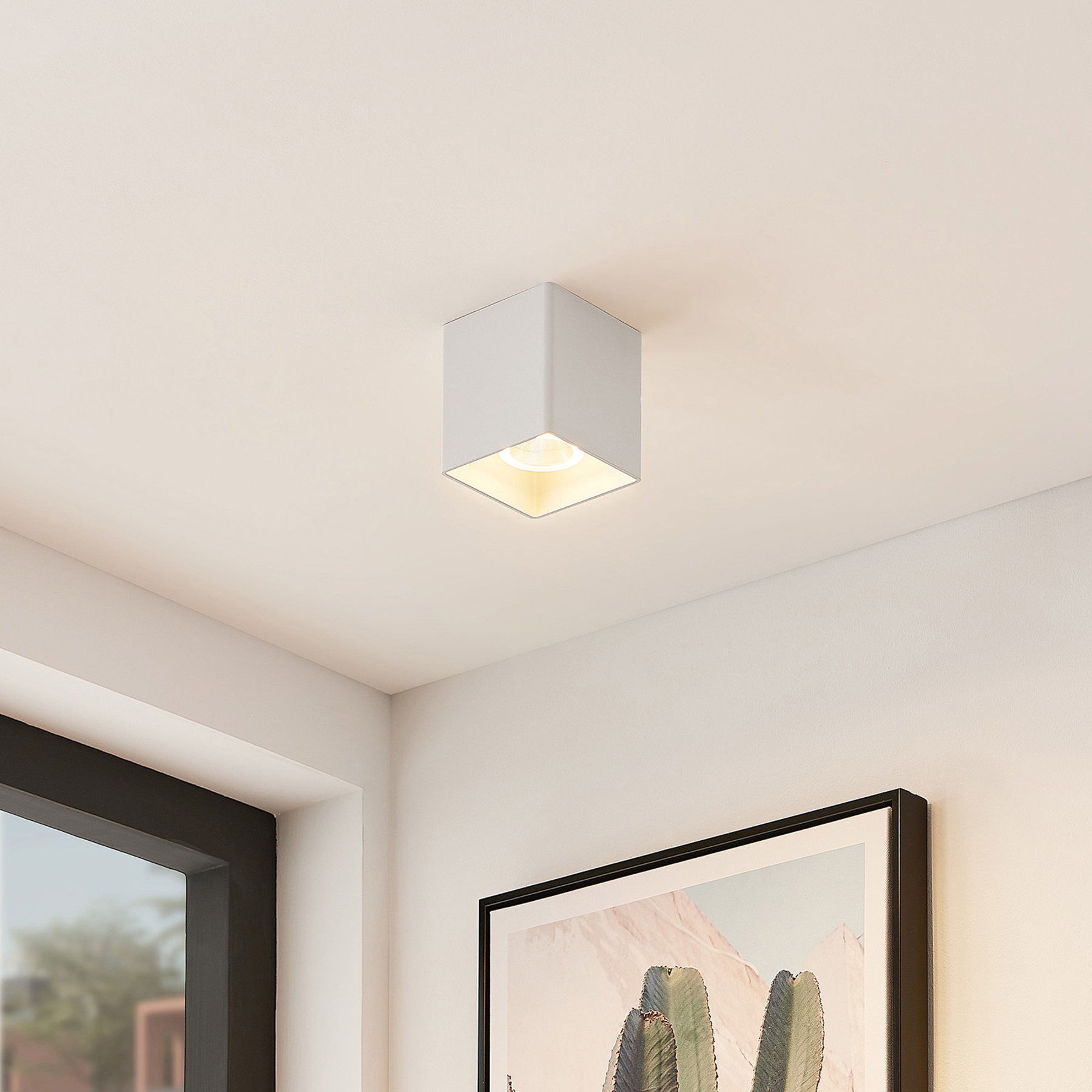 Arcchio Zaki LED ceiling light angular white, for Hallway, aluminium, 11.4 W, energy efficiency: A+, L: 9.3 cm, W: 9.3 cm, H: 9.3 cm