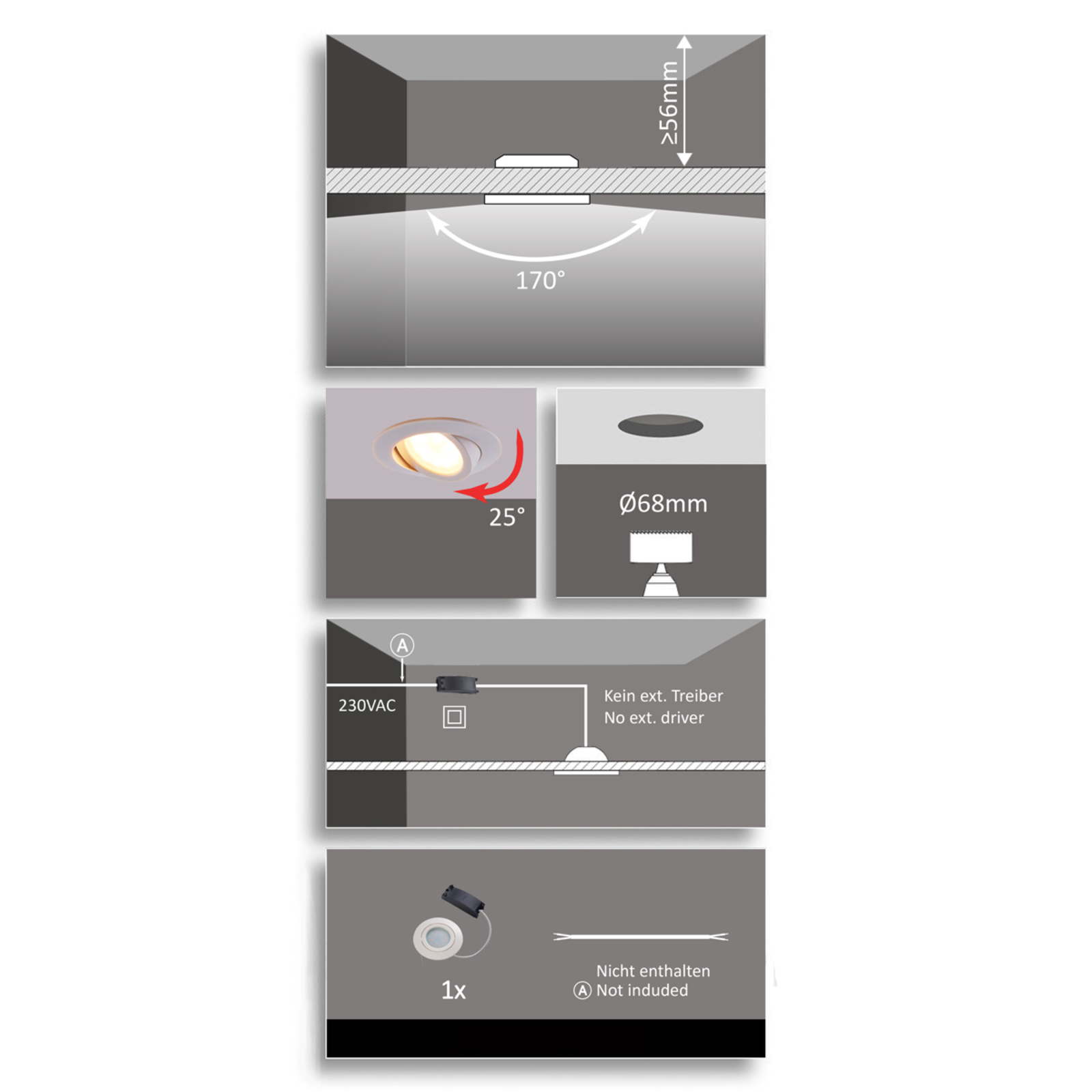 Andrej Round LED Spotul Încastrat Cream - Lindby Andrej Round LED Spotul Încastrat Cream - Lindby