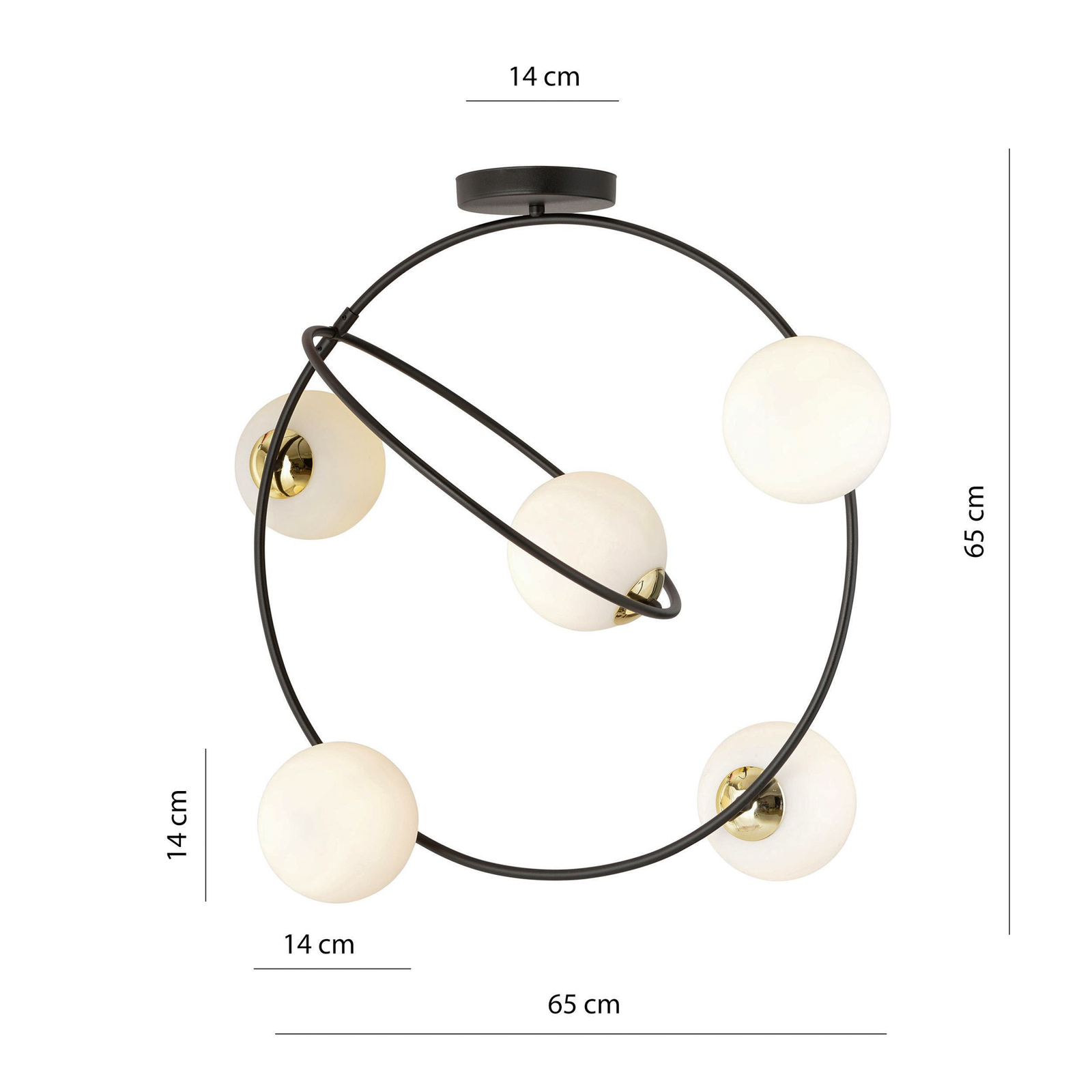 Stardom ceiling light, opal white/black, glass, E14