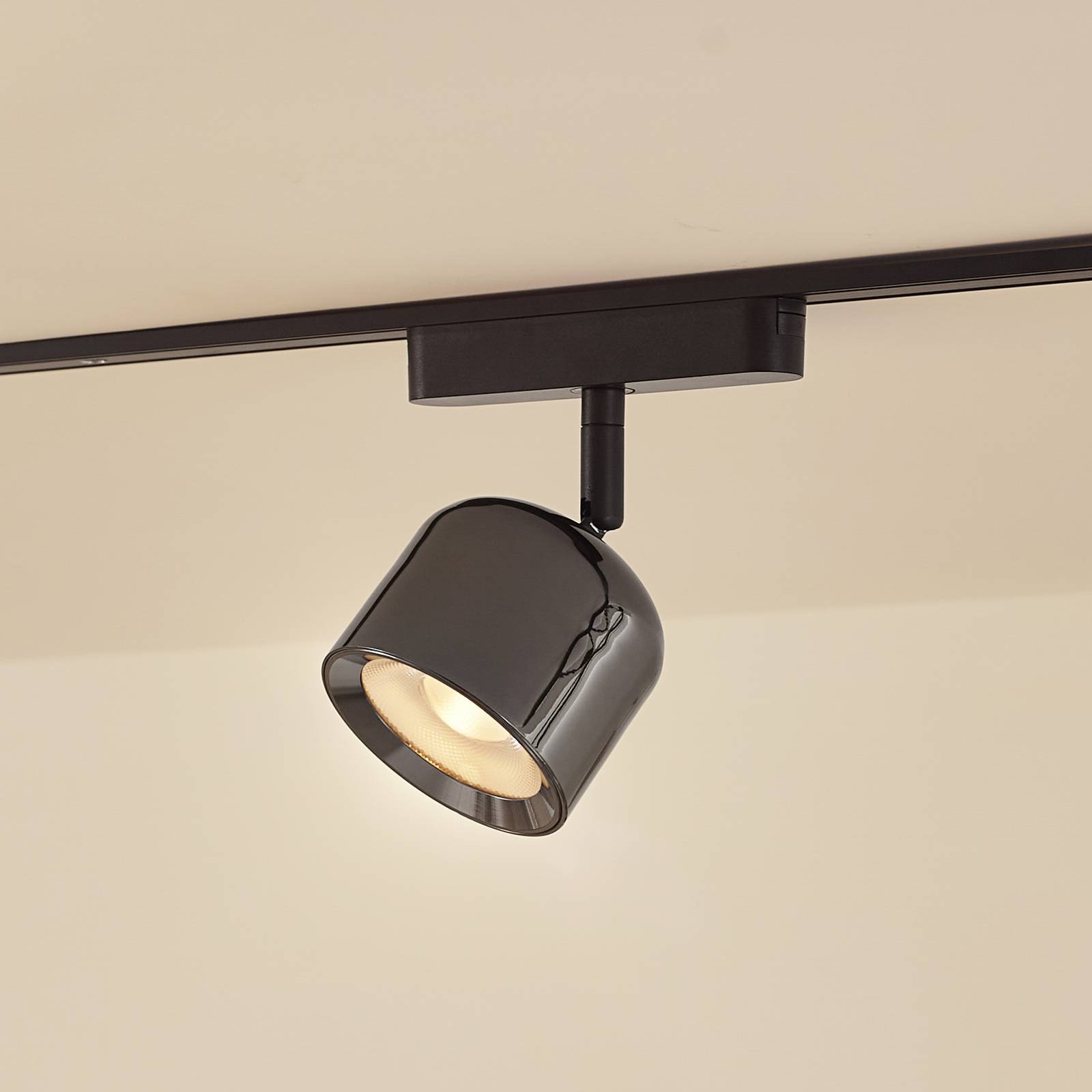 Spot LED Lindby 48 V Lumaro, szary, Ø 8,2 cm, aluminium, ściemniany