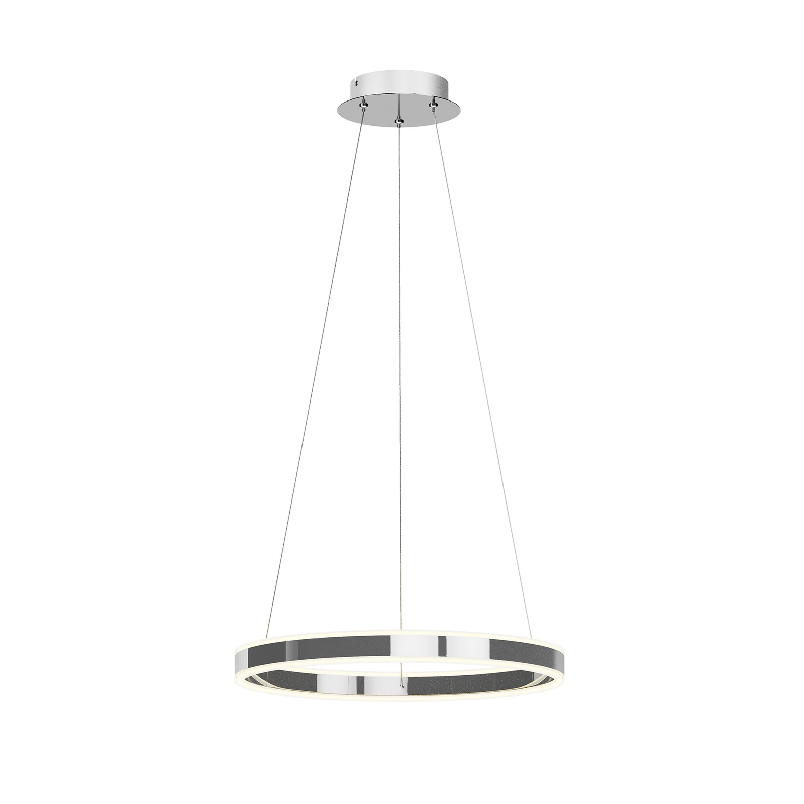 Lucande LED viseče svetilo Lyani, Ø 50 cm, krom, z možnostjo zatemnitve