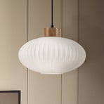 Pakabinamas šviestuvas "Harmony", Ø 25 cm, baltas/ąžuolas, stiklas/medis